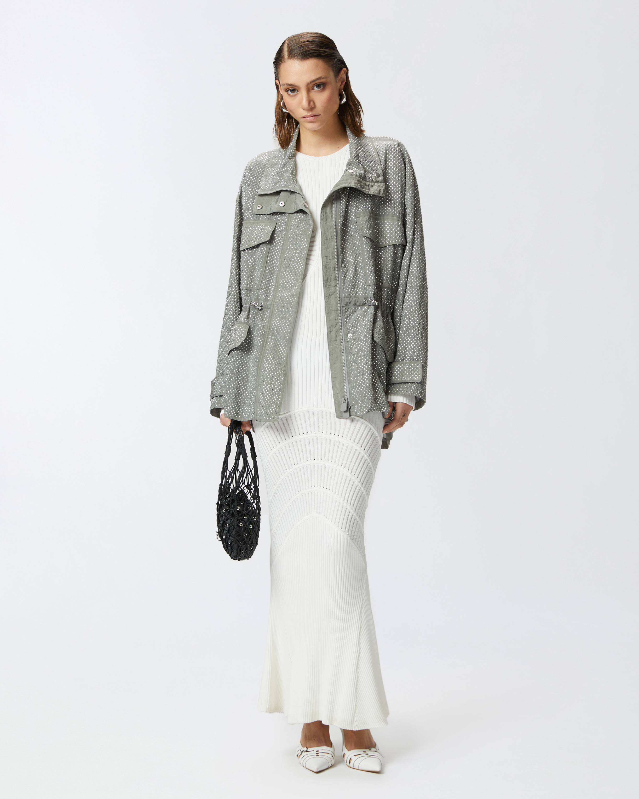 Pinko Slim-fitting Ribbed Knit Long Dress