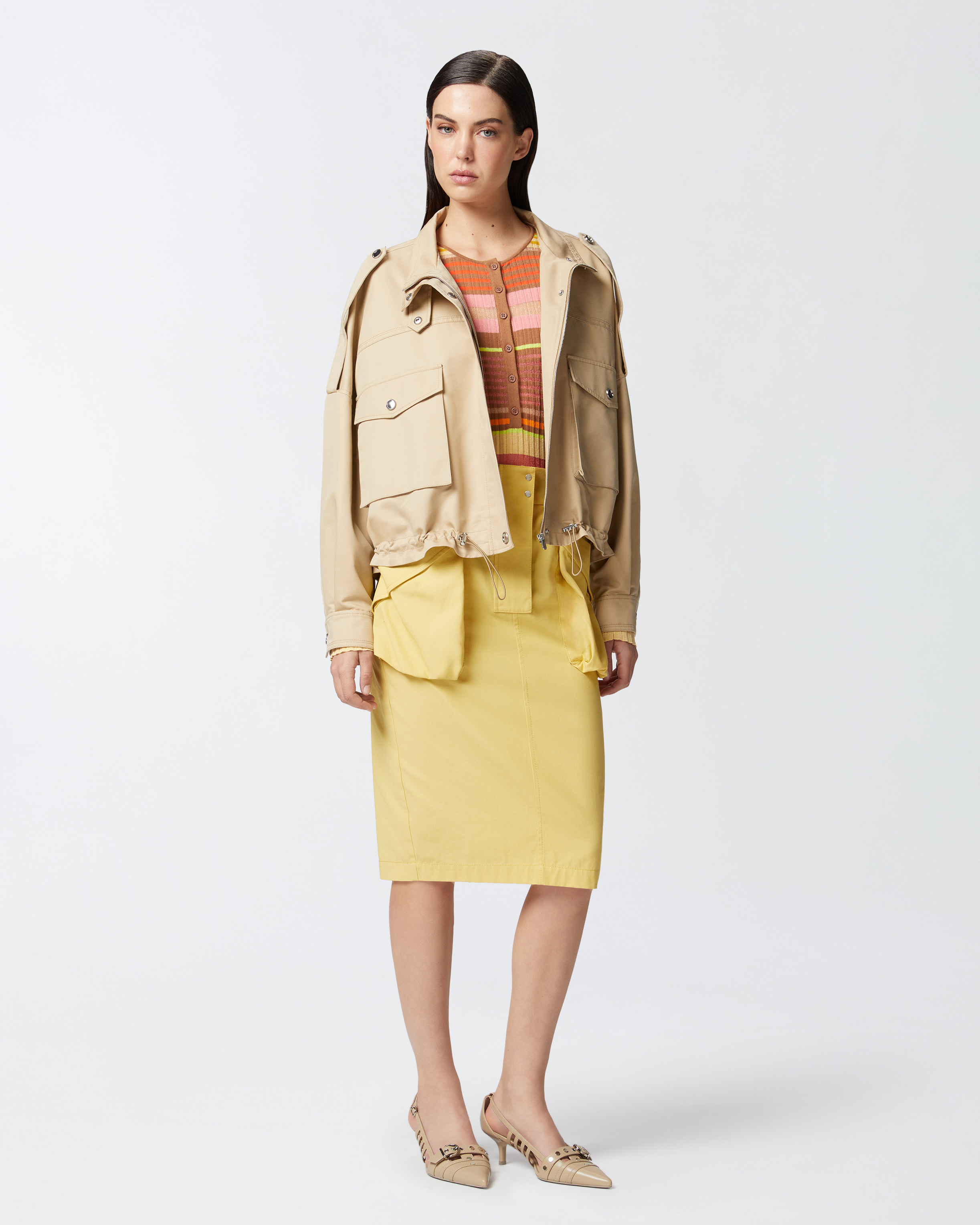 Pinko Striped Sweater Sweaters And Cardigans Multicolor In Multicolour - Pink/brown/yellow