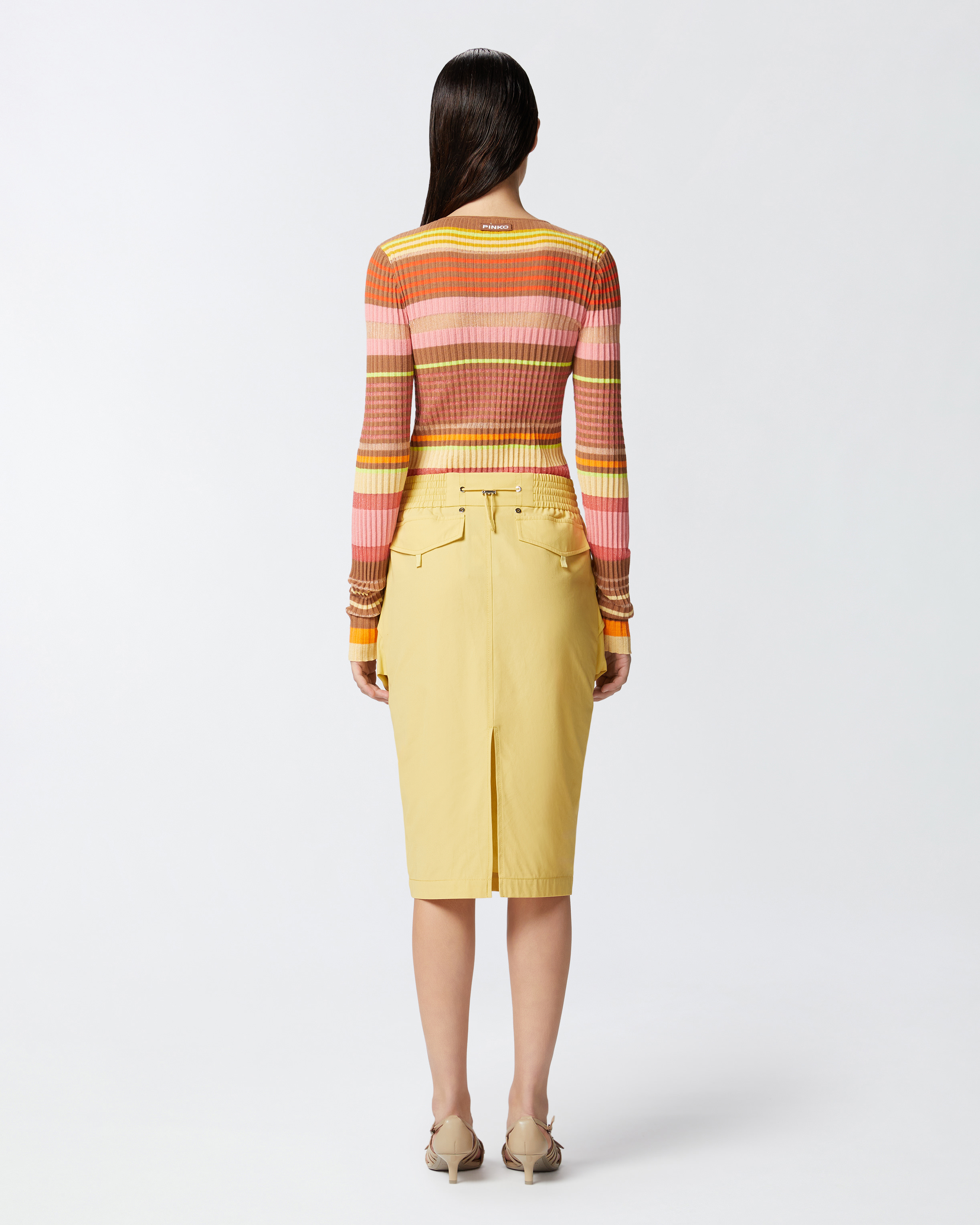 Pinko Striped Sweater Sweaters And Cardigans Multicolor In Multicolour - Pink/brown/yellow