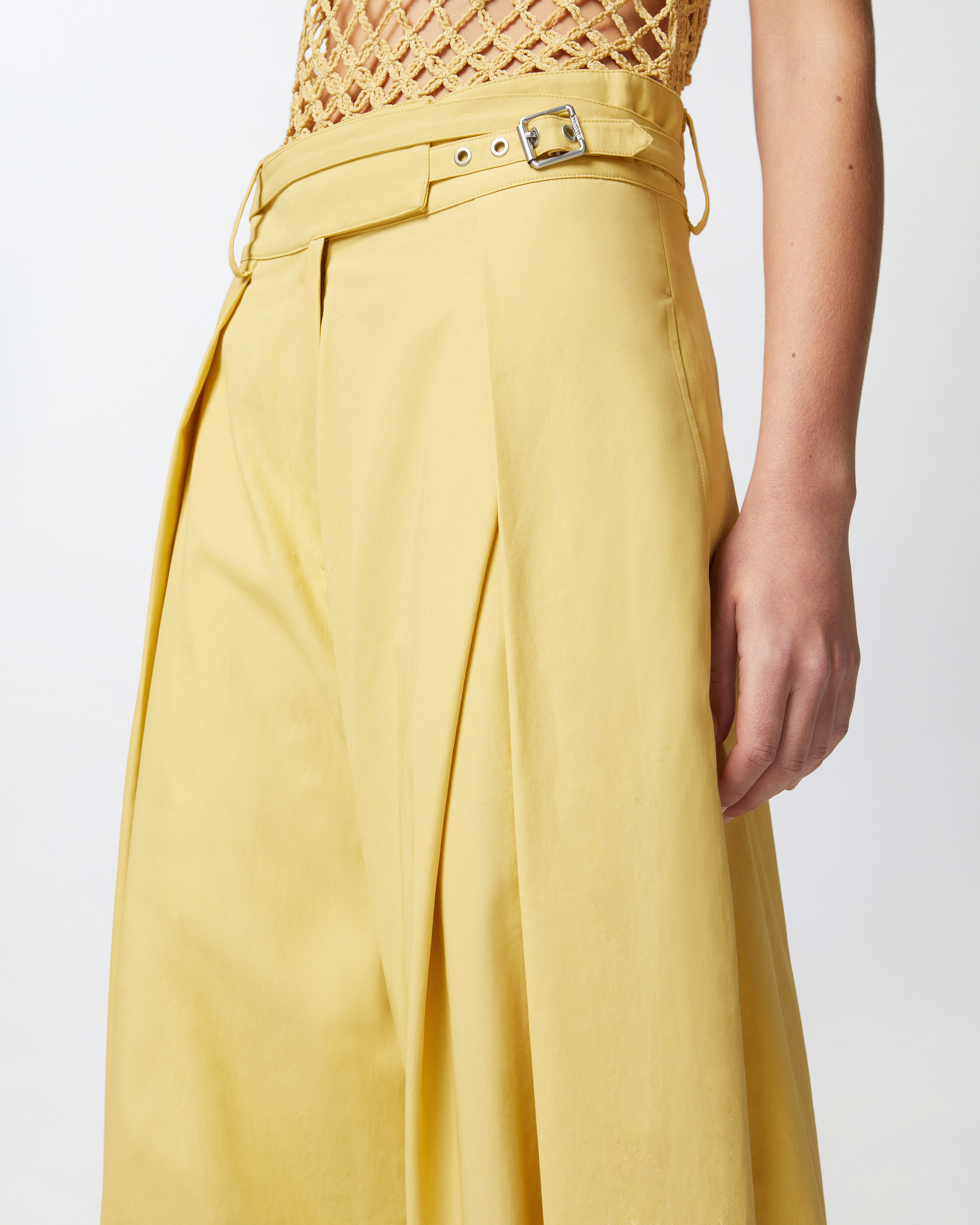 Pinko Belted Butter Yellow Trouser With Layered Details In Yellow