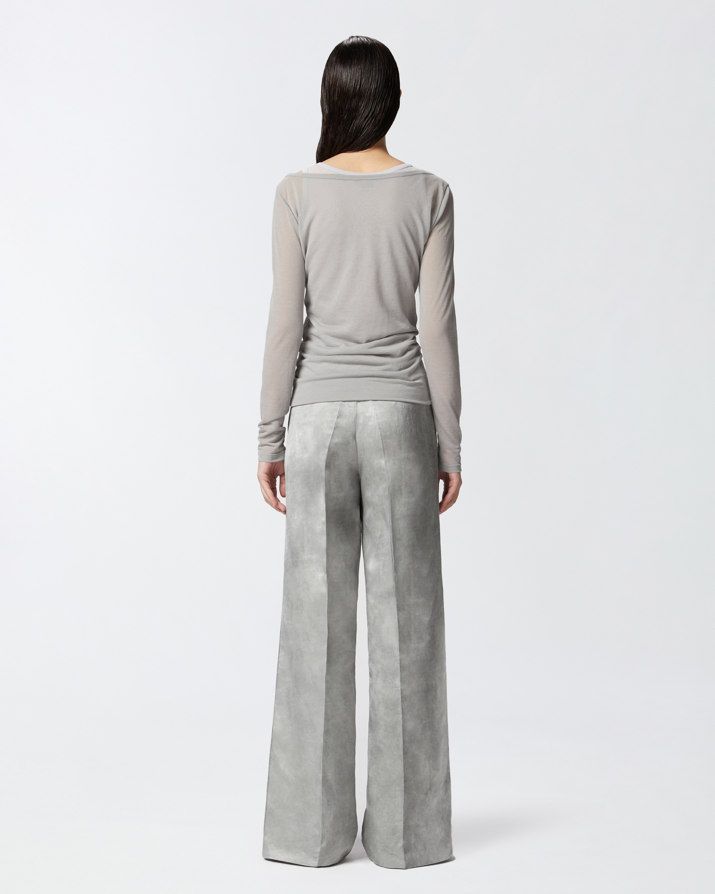Pinko Lightweight Gauze Jersey Sweater With Long Sleeves In Dark Grey/grey