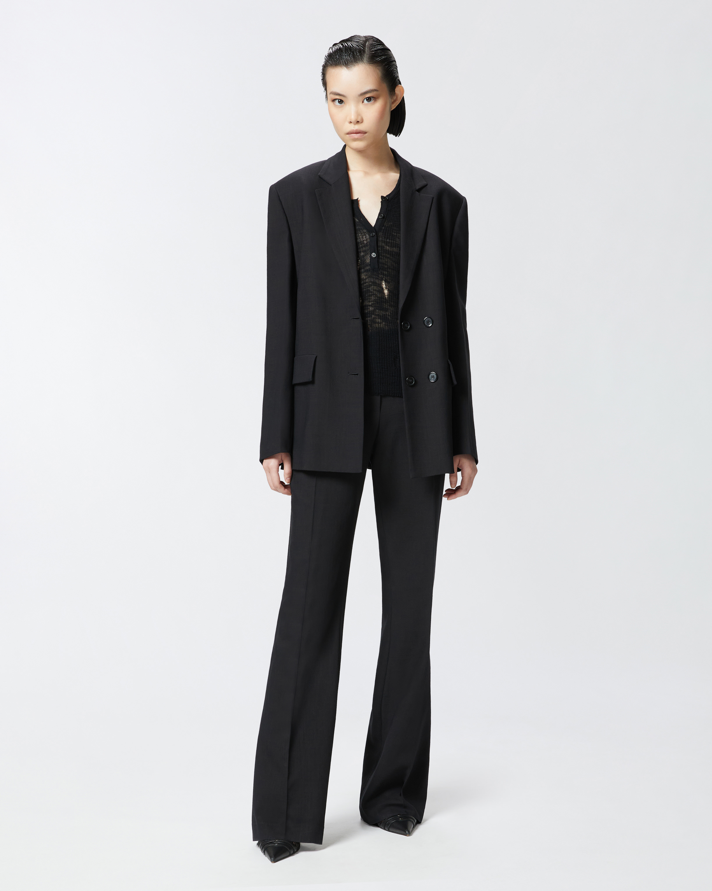 Pinko Flared Suit Trousers In Nero Limousine