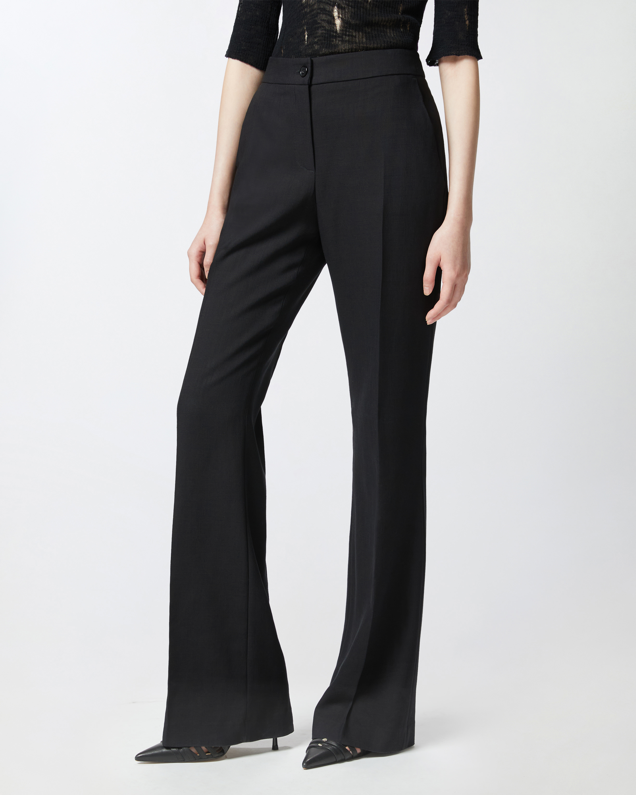 Pinko Flared Suit Trousers In Nero Limousine