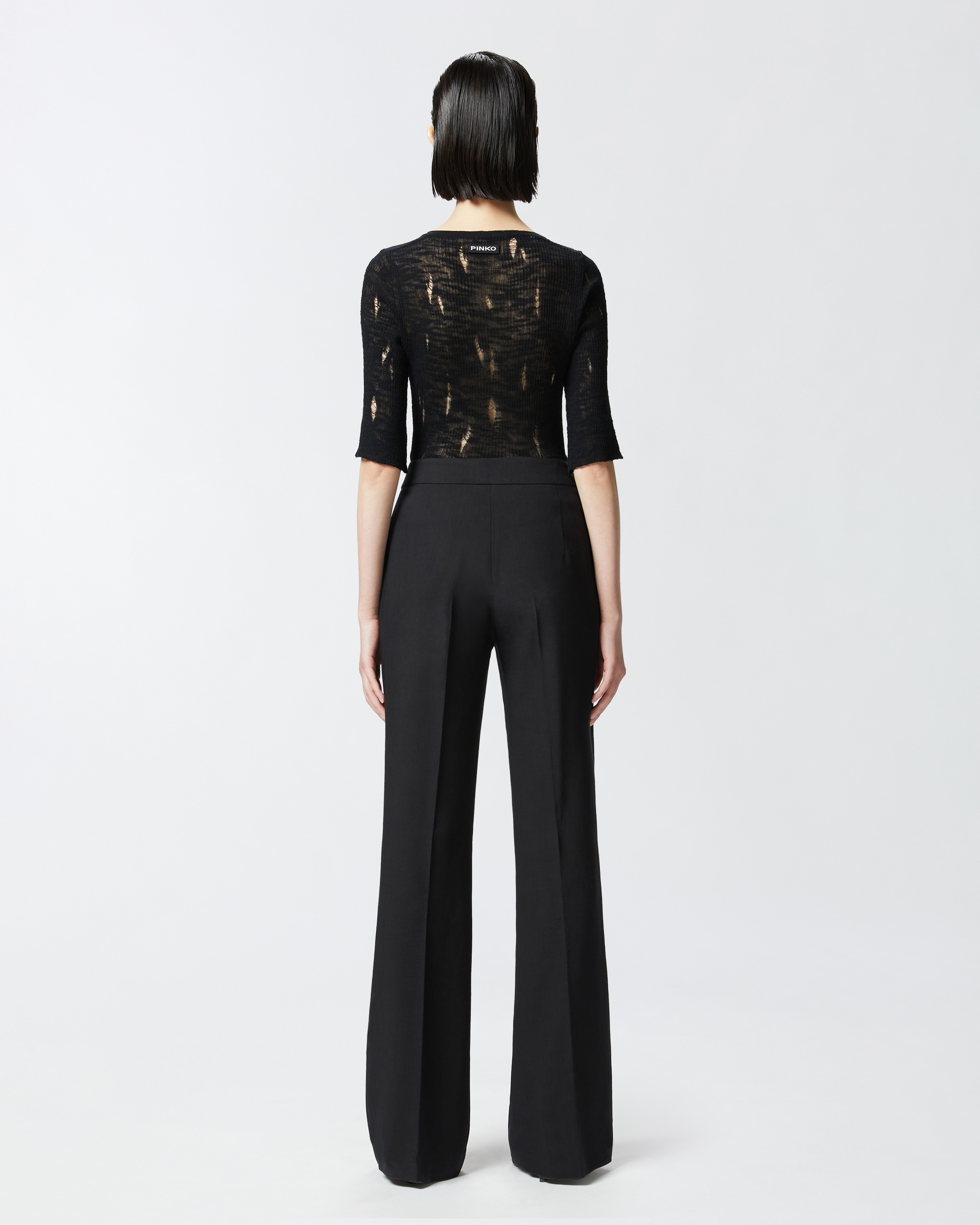 Pinko Flared Suit Trousers In Nero Limousine
