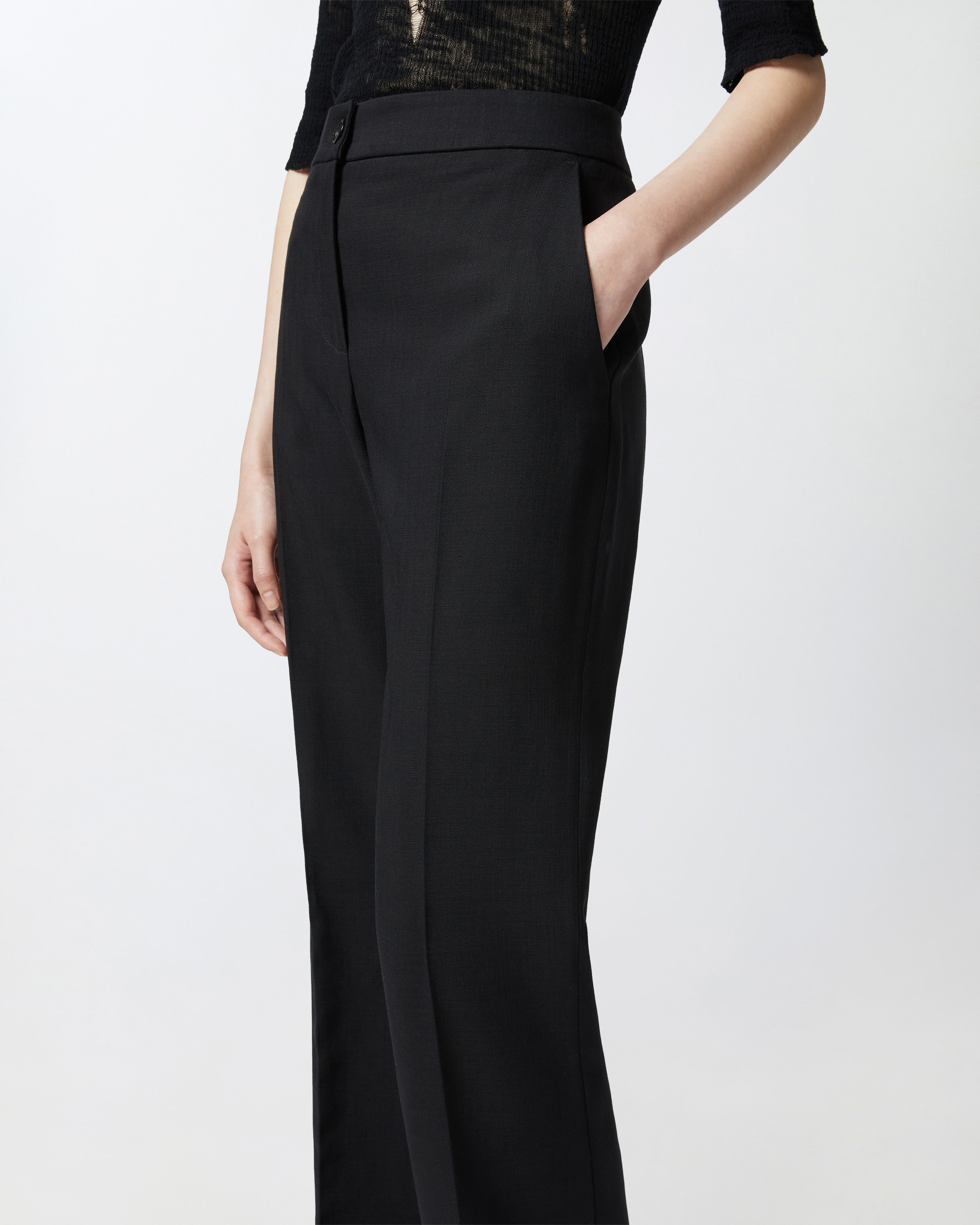 Pinko Flared Suit Trousers In Nero Limousine