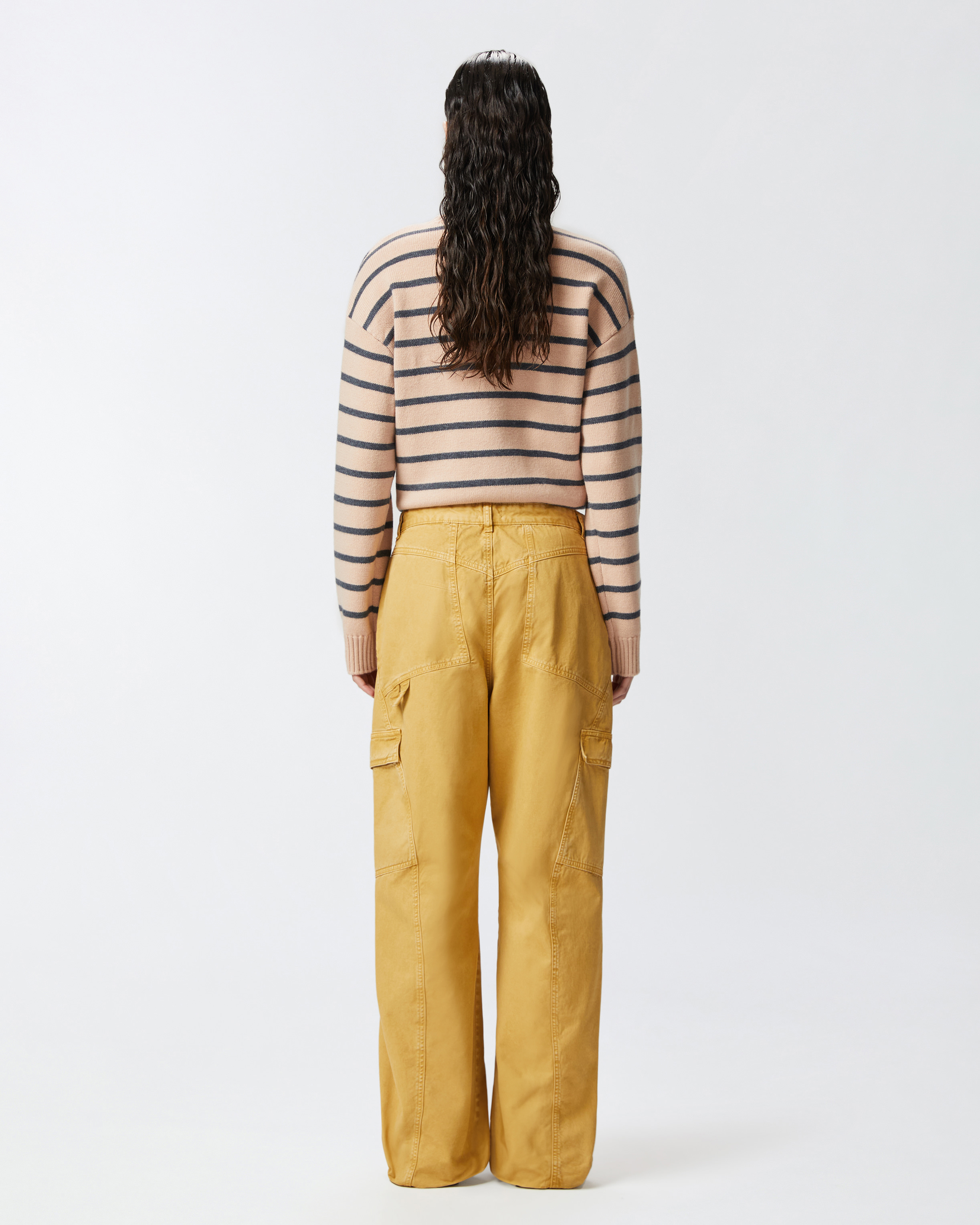Pinko Wide Leg Workwear Trousers With Pockets In Giallo Antilope