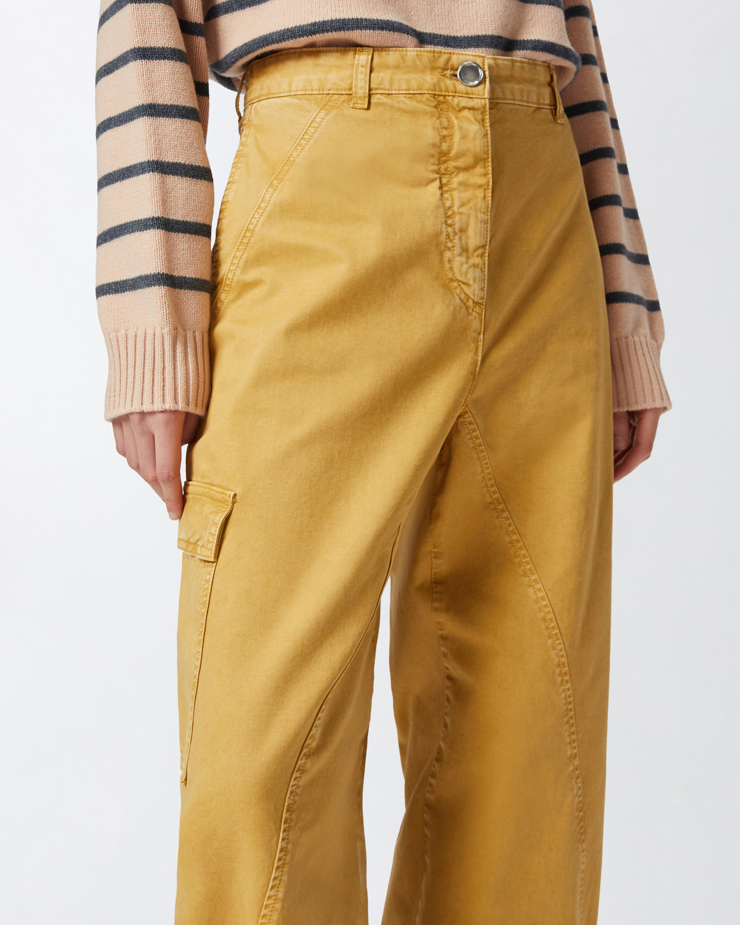 Pinko Wide Leg Workwear Trousers With Pockets In Giallo Antilope