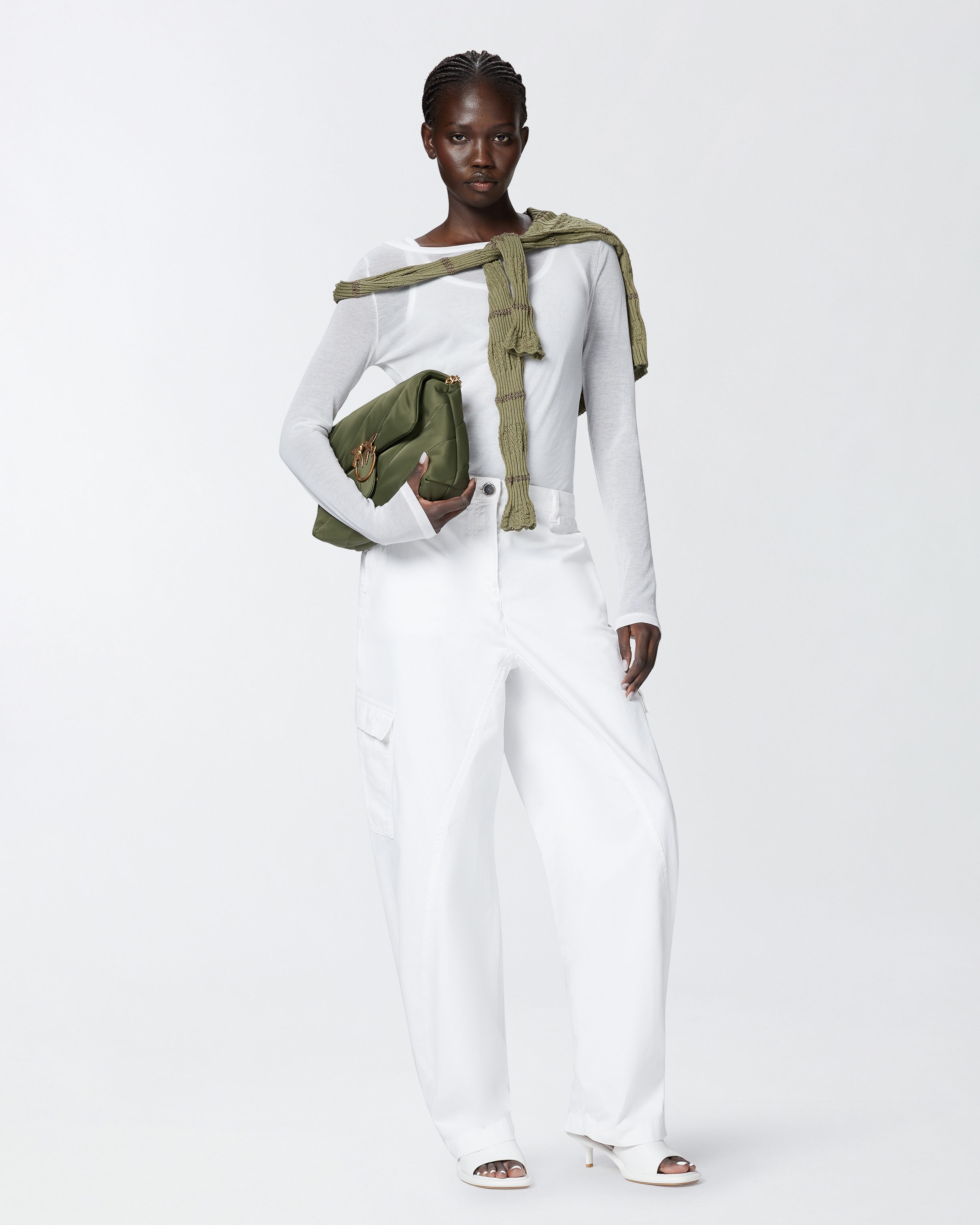 Weite Hose im Workwear-Stil mit Taschen - Weiß - large | Pinko 