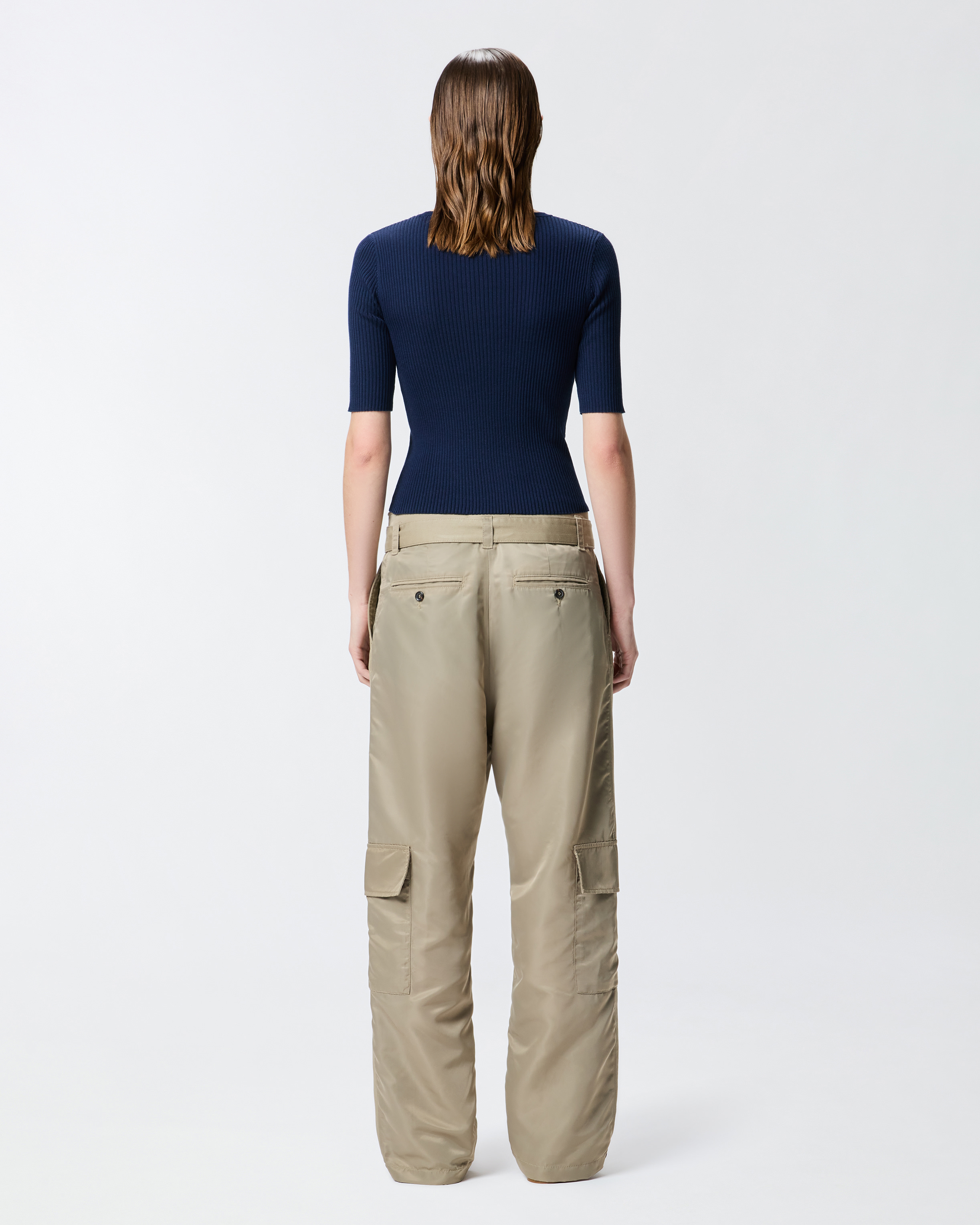 Pinko Slouchy Cargo Pants With Belt In Grigio Piombo