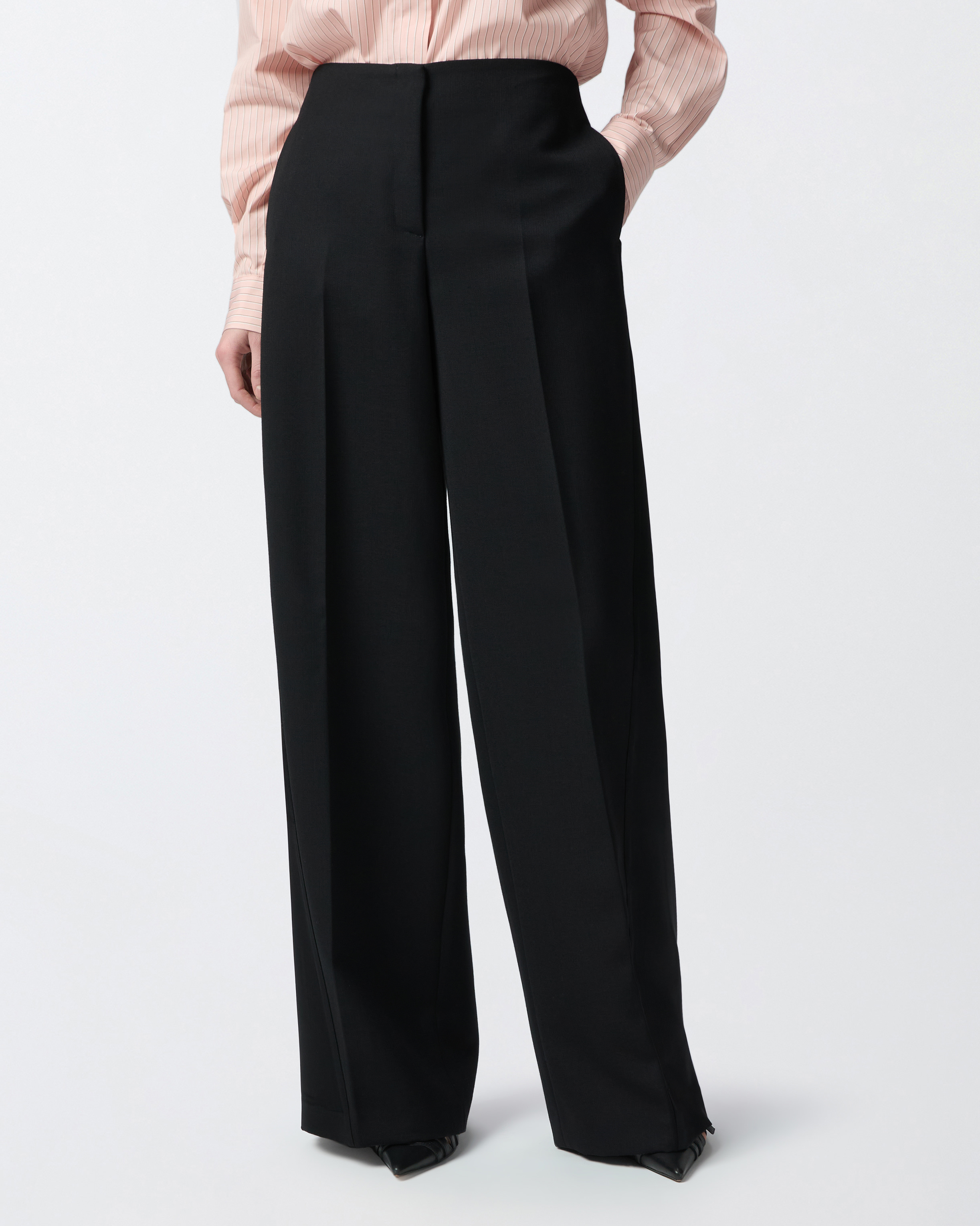 Pinko Special-occasion Wide-leg Cady Trousers In Limo Black