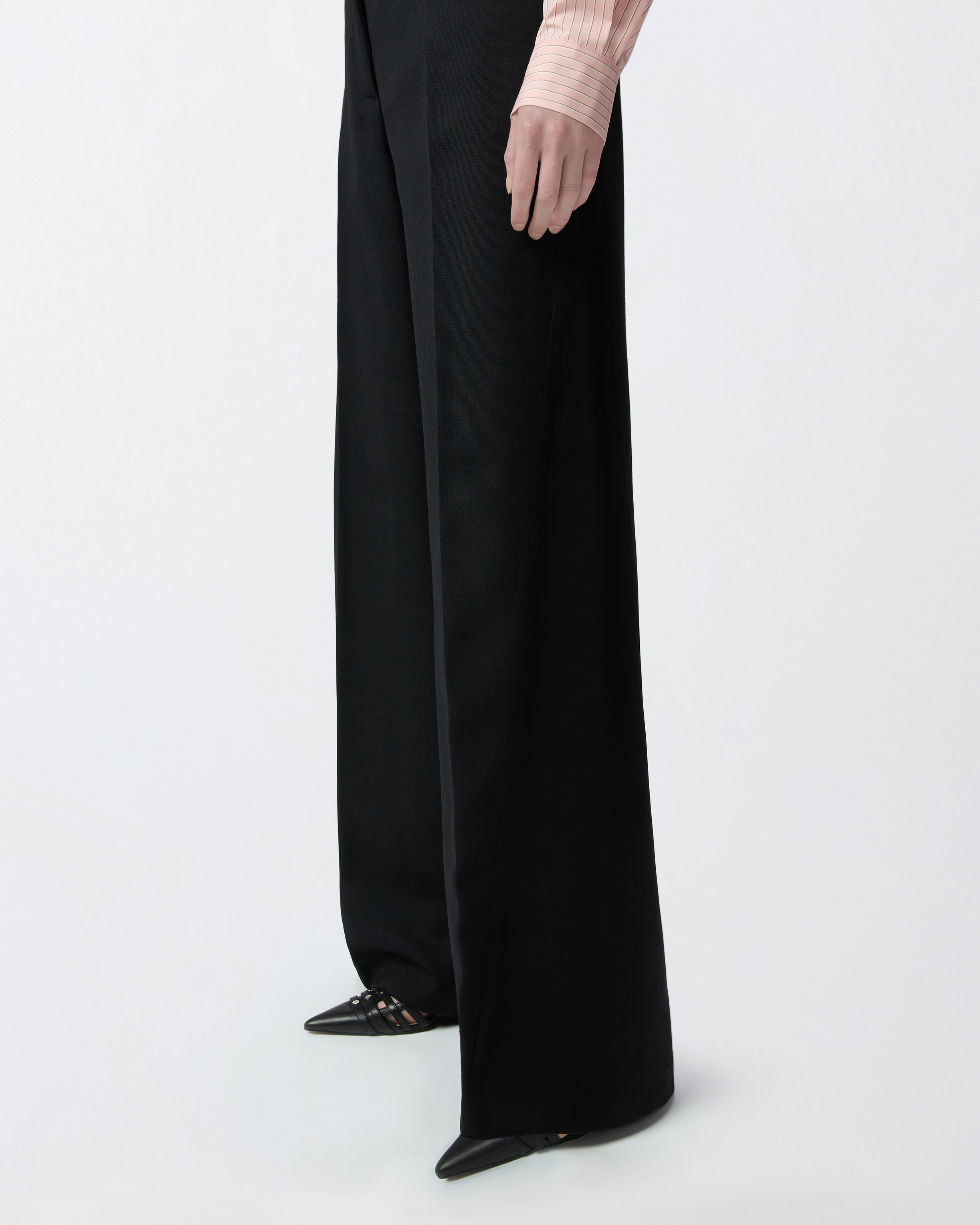 Pinko Special-occasion Wide-leg Cady Trousers In Limo Black