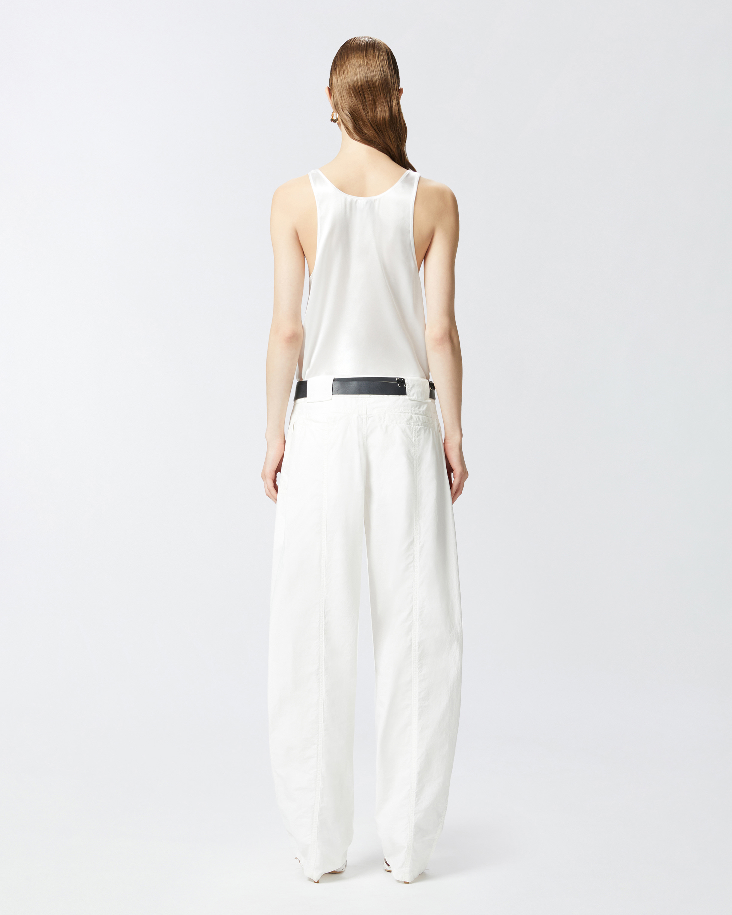 Pinko Stretch Silk Satin Vest Top In Snow White