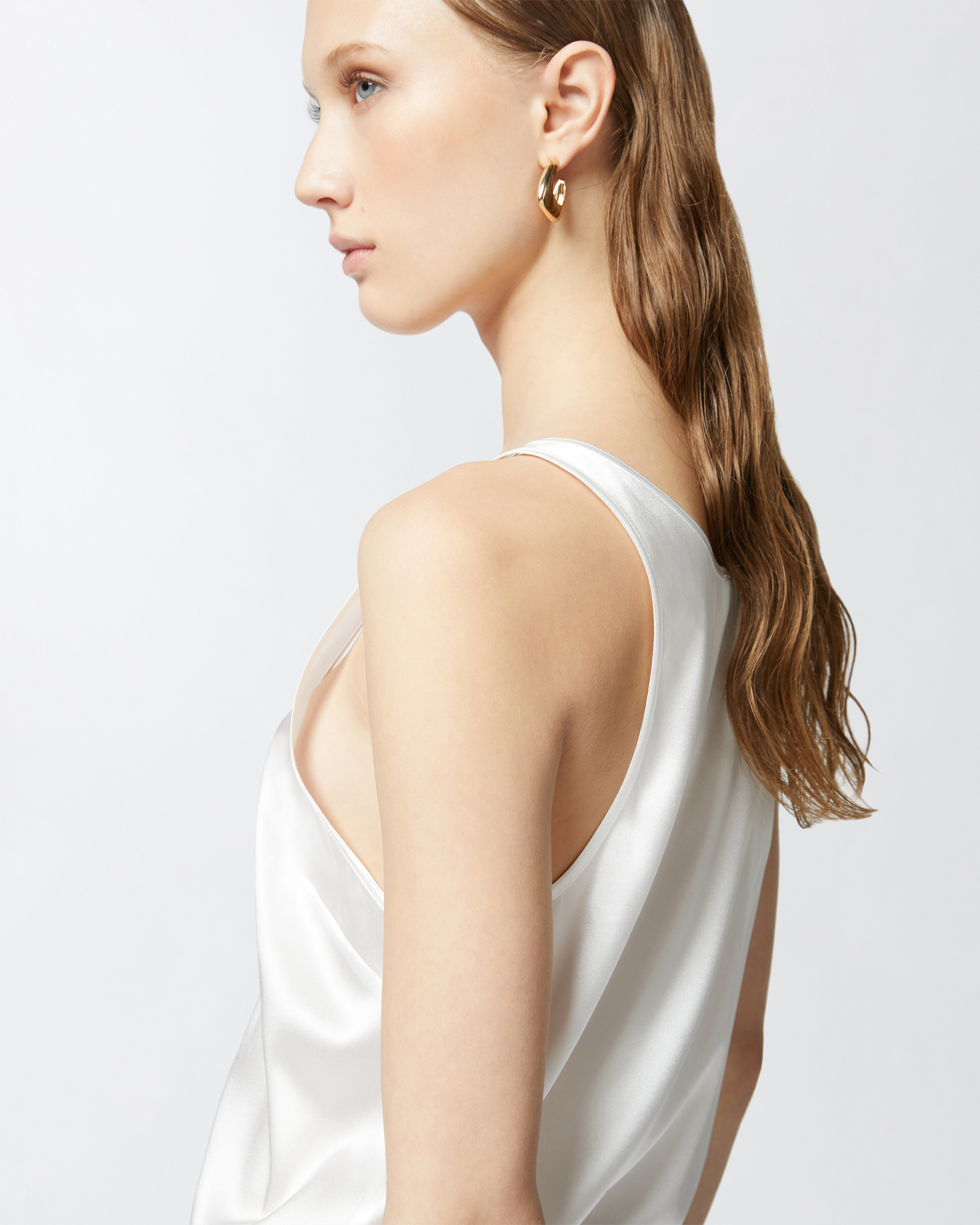 Pinko Stretch Silk Satin Vest Top In Snow White