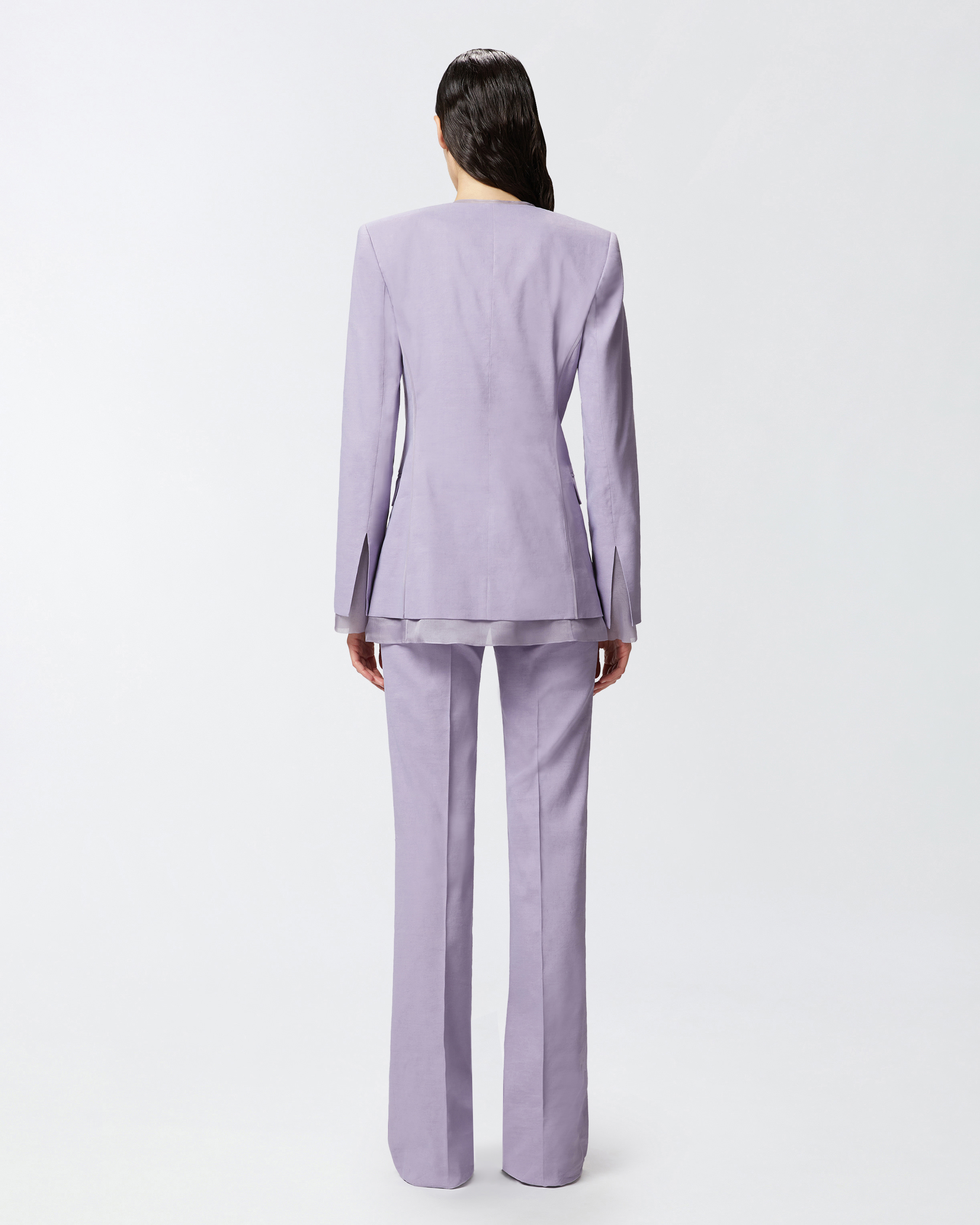 Pinko Blazer Elegante In Lino E Organza Di Seta In Viola Gesso