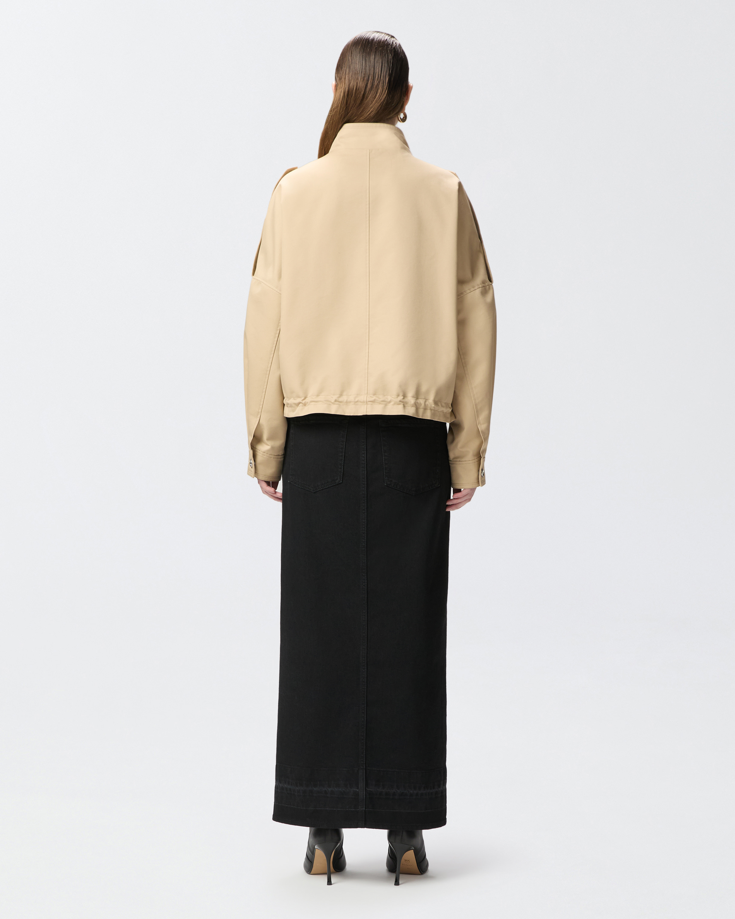 Pinko Cotton Blend Waterproof Jacket In Beige - Incenso
