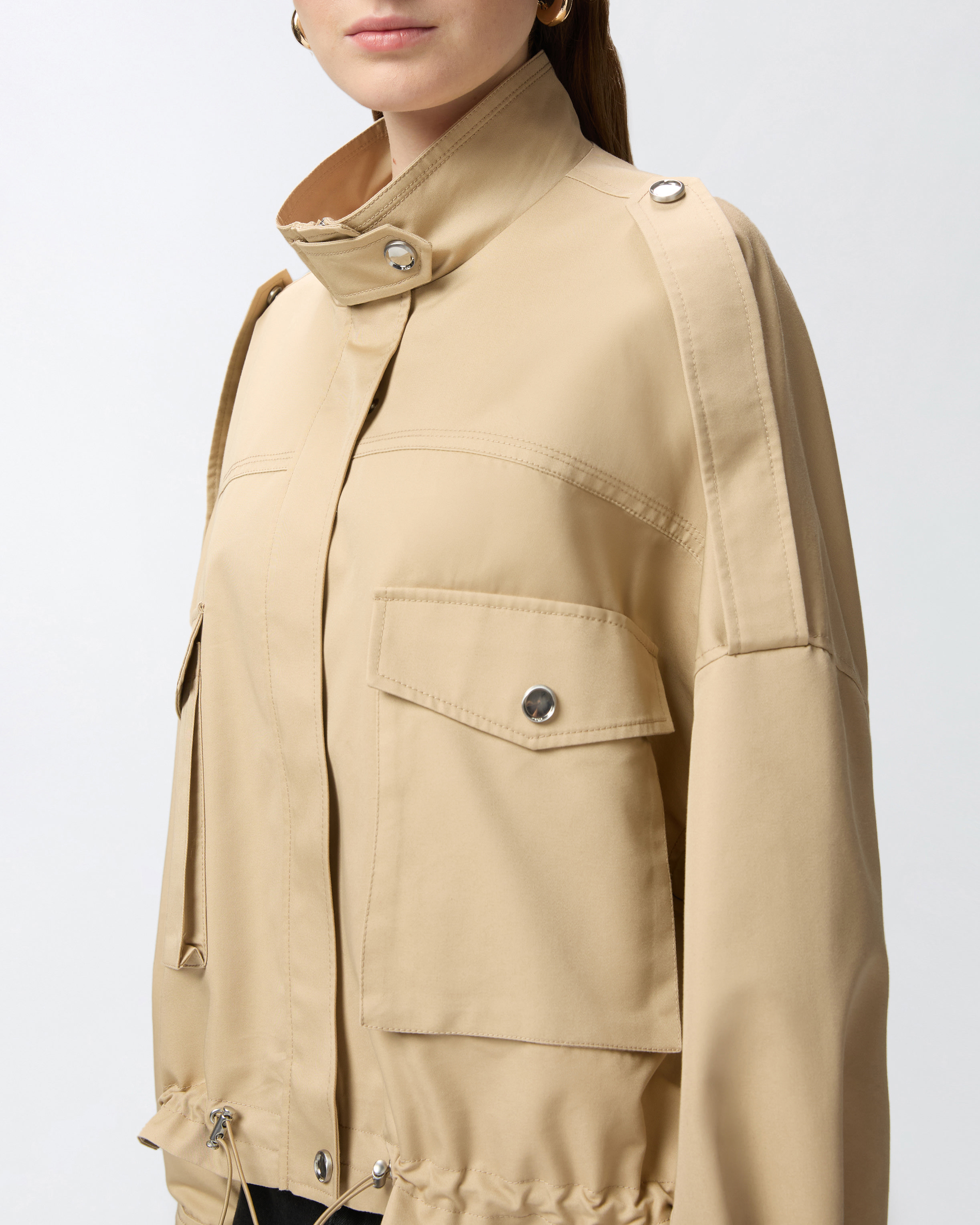 Pinko Cotton Blend Waterproof Jacket In Beige - Incenso