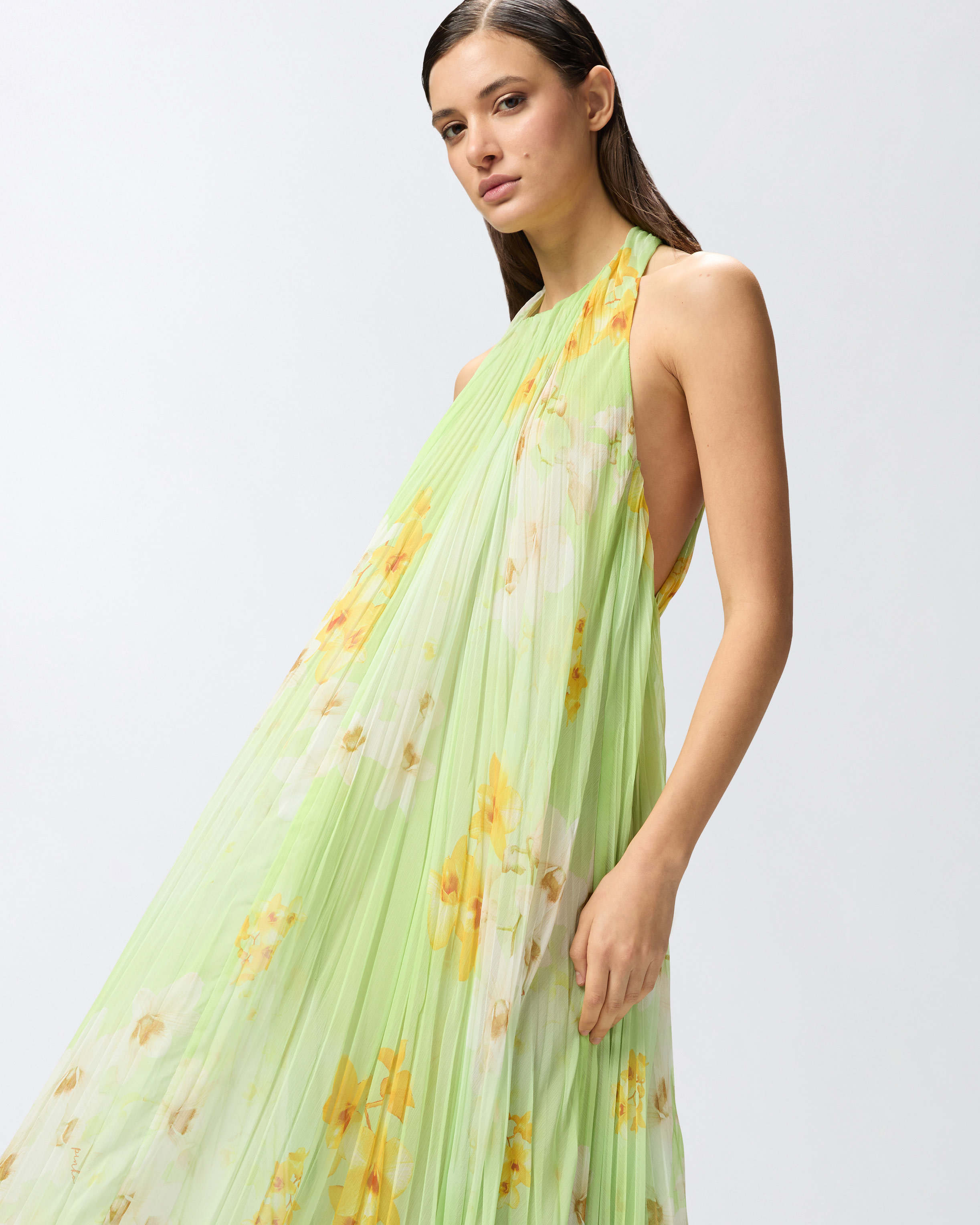 ワンピース PINKO Woman Dress Multicolor 104851A2F2 VGB Long pleated dress with floral print PINKO → Shop Online
