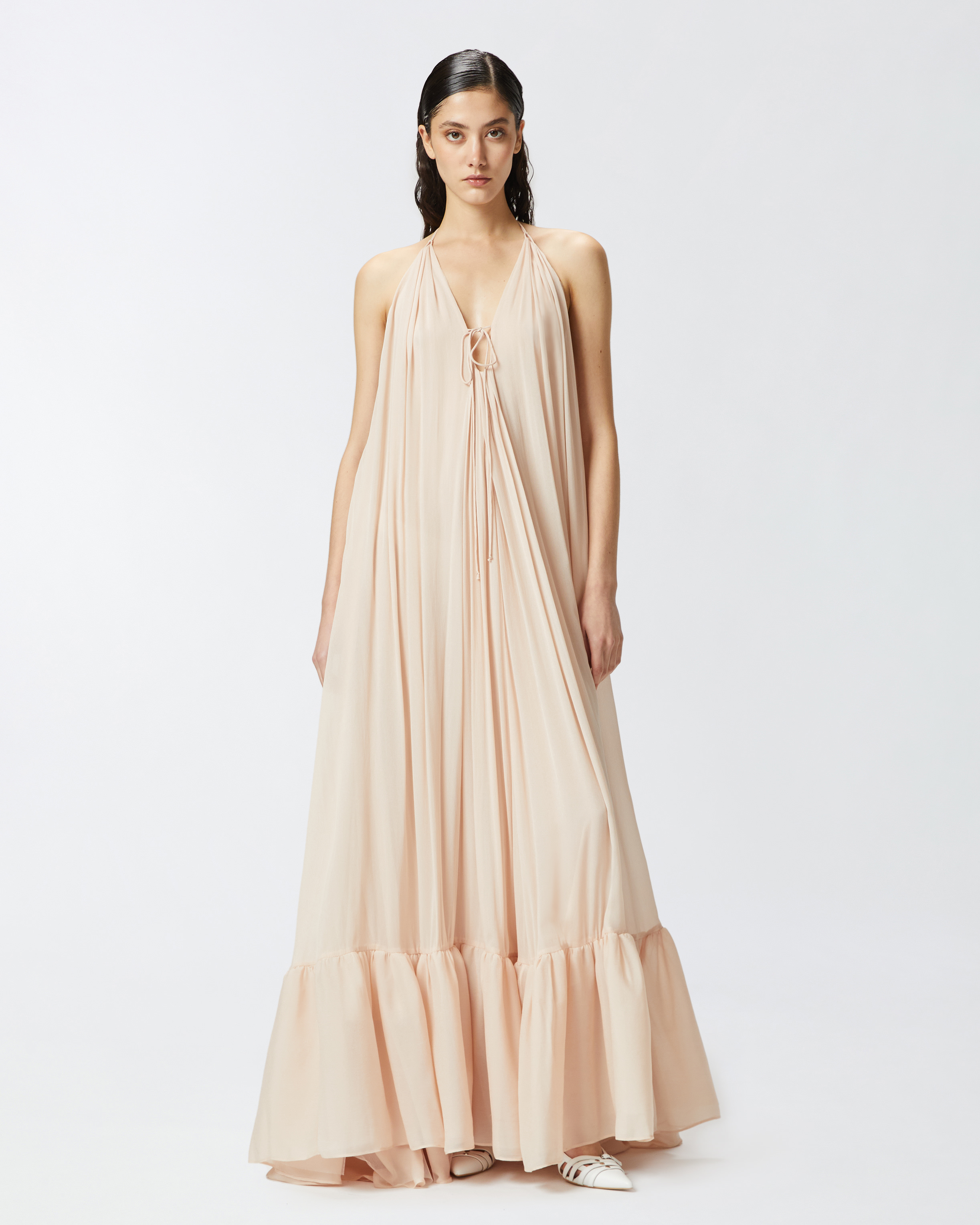 Pinko Wide Long Dress With Open Back
