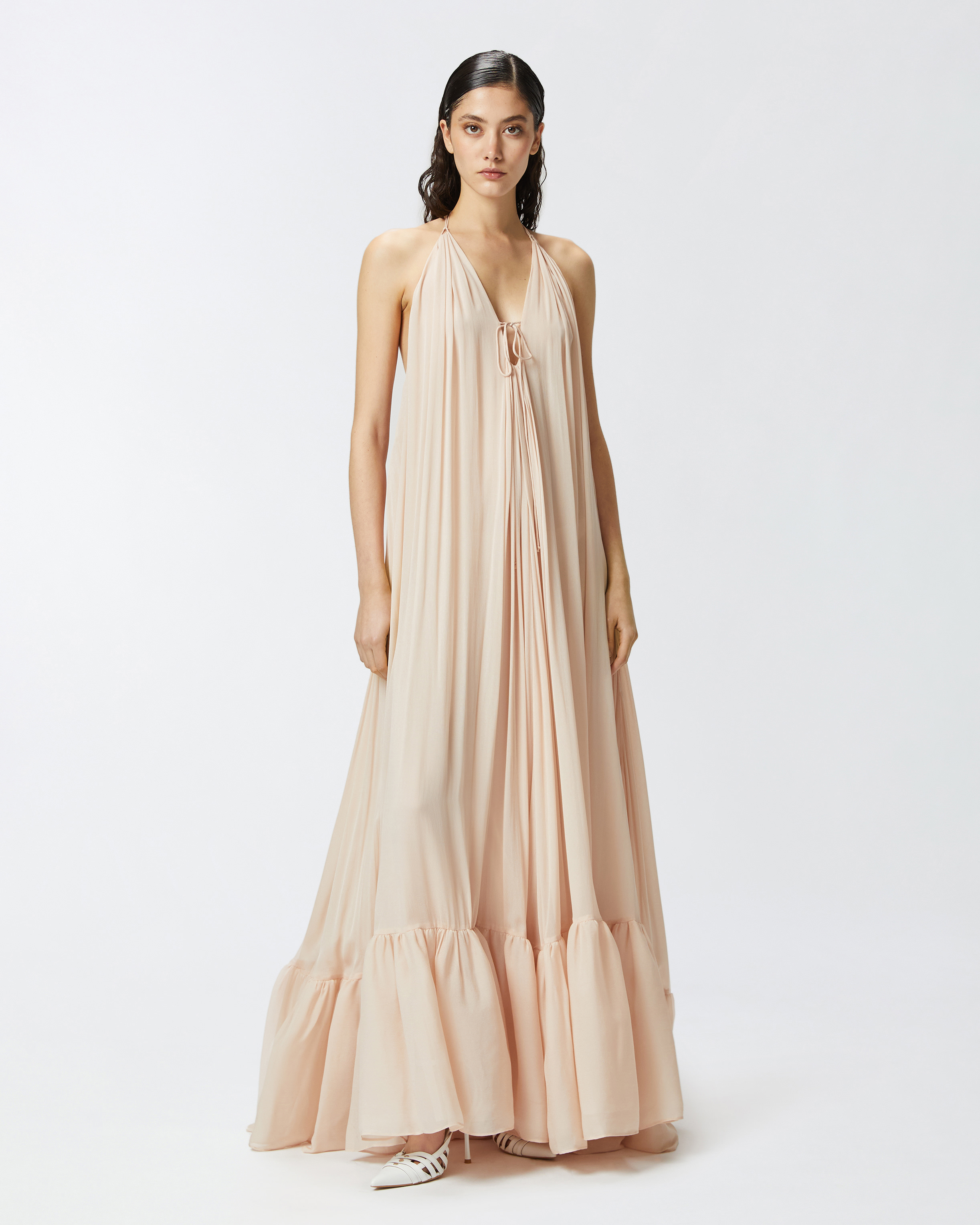 Pinko Wide Long Dress With Open Back