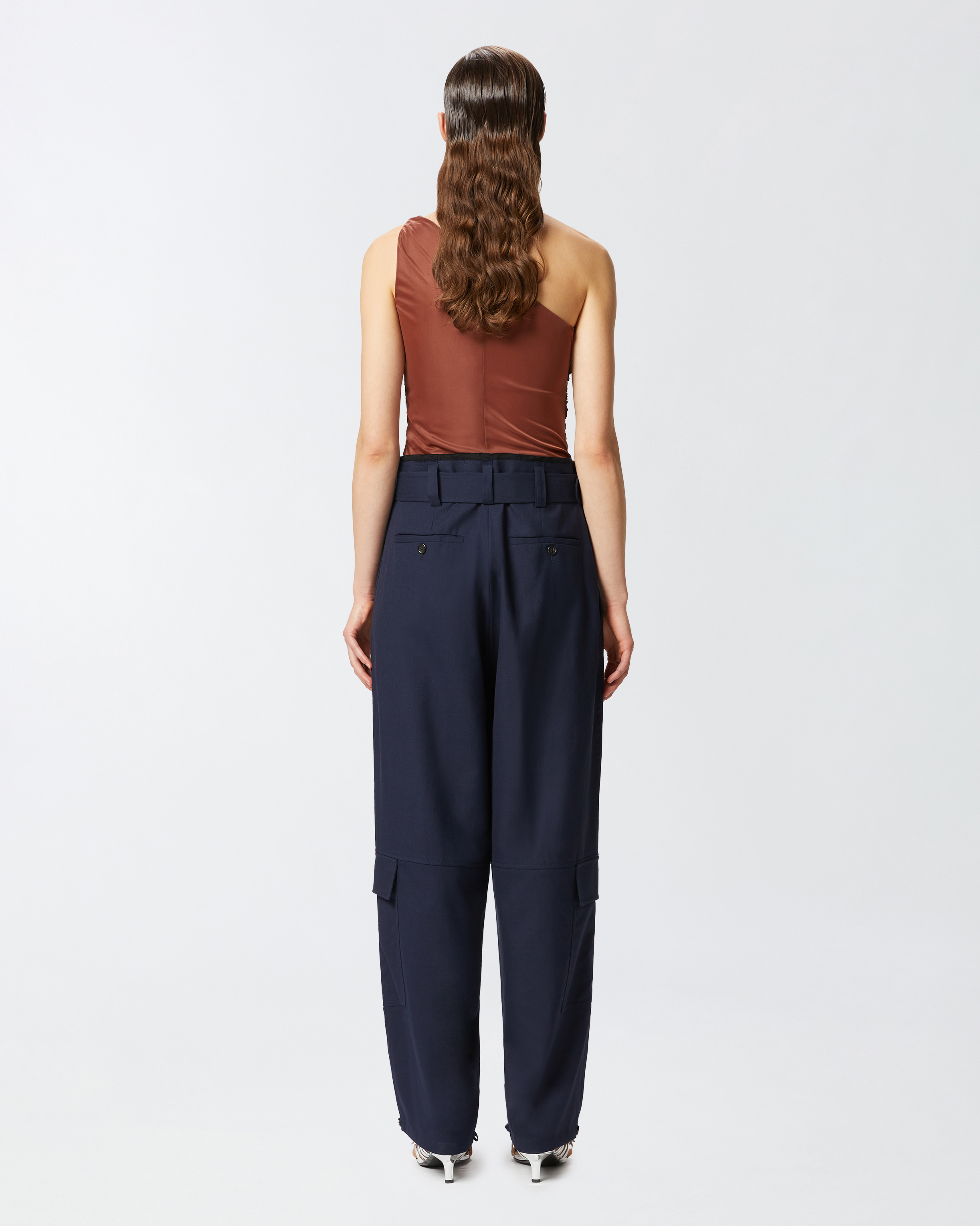 Pinko Pantaloni Cargo Con Cintura Abbinata In Blu Tenebra