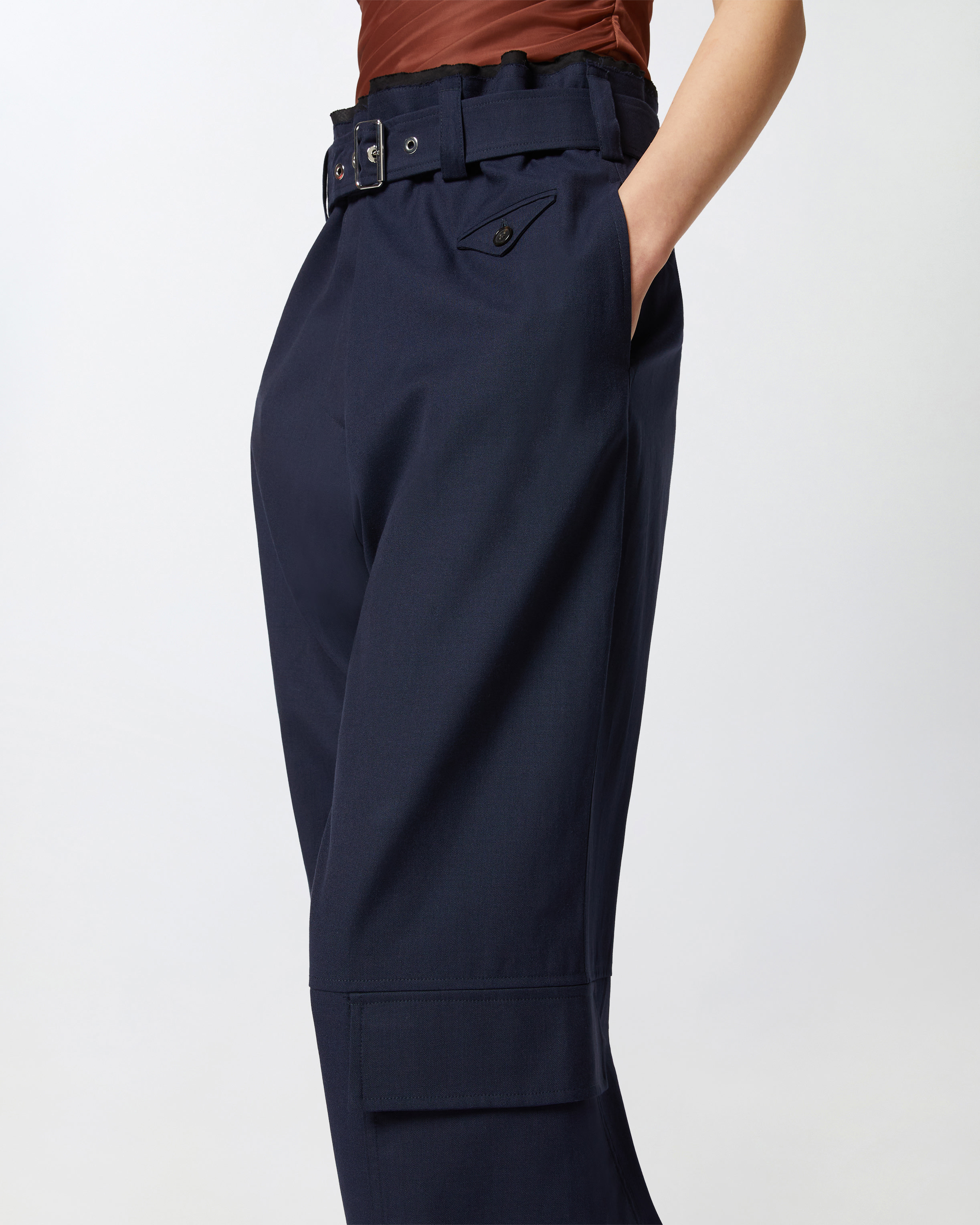 Pinko Pantaloni Cargo Con Cintura Abbinata In Blu Tenebra