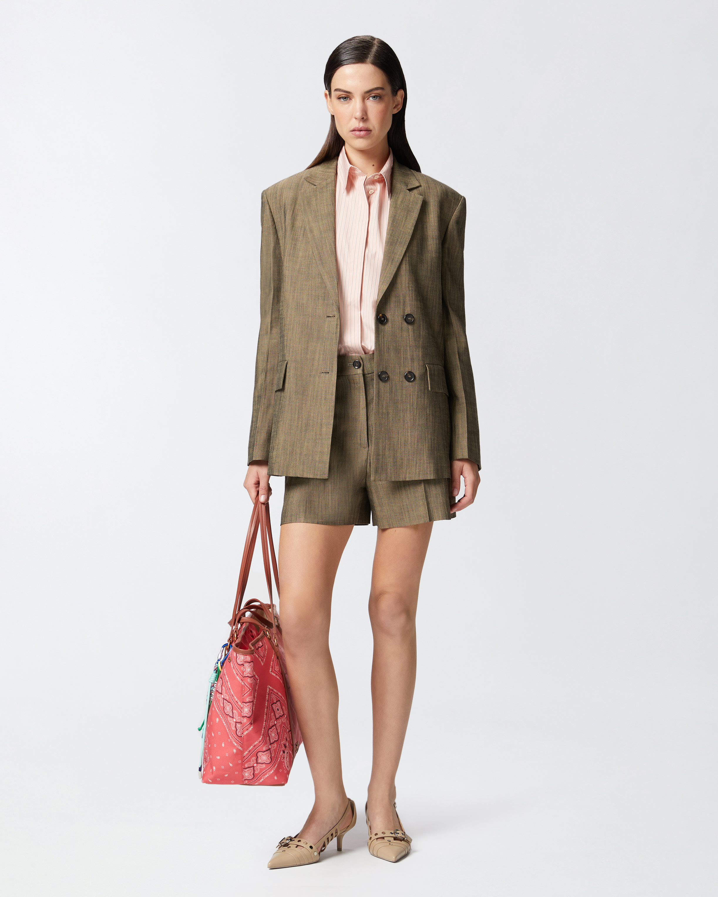 Pinko Elegant Shorts With Side Pockets In Brown - Tec