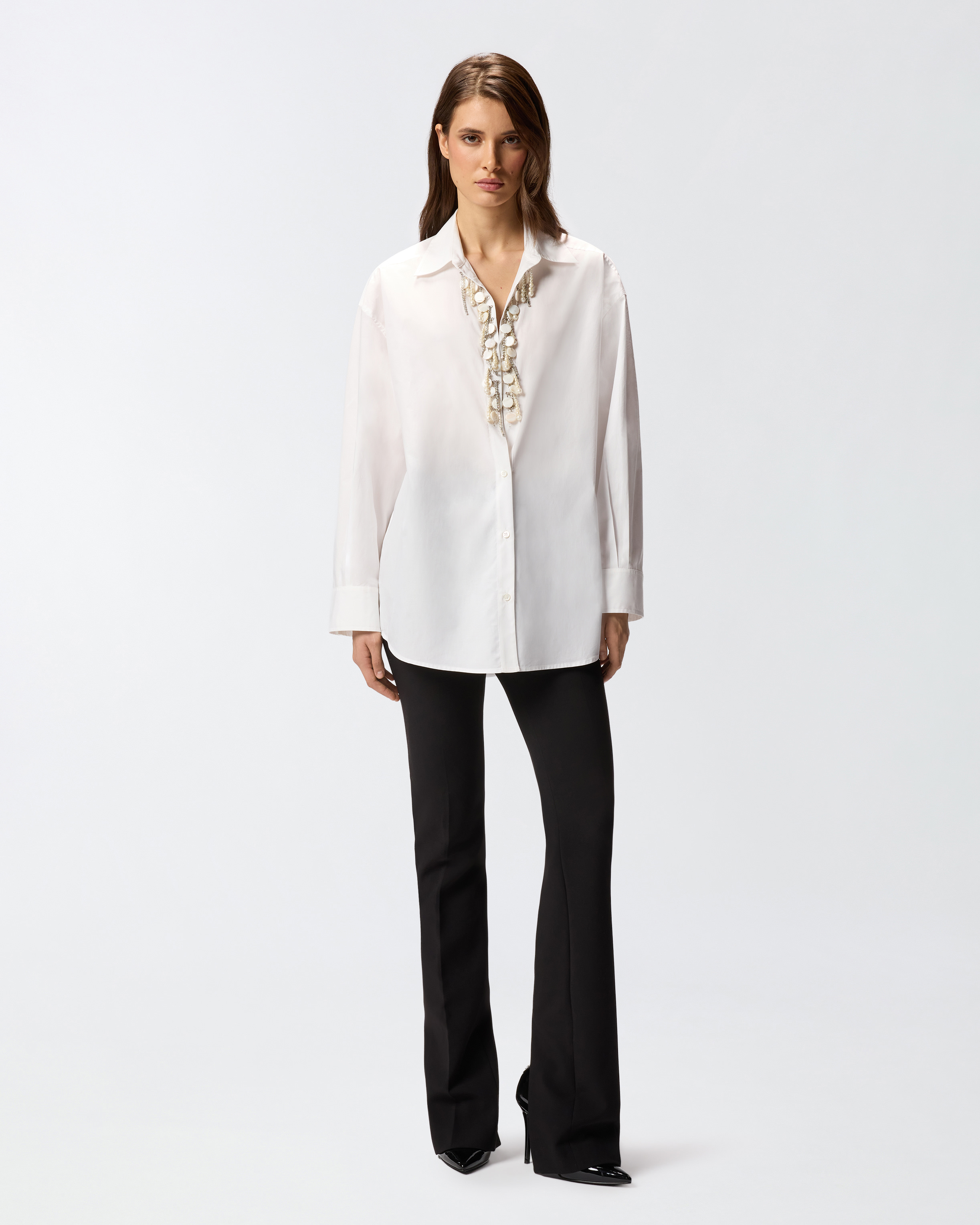 Shirt with bejewelled appliqués PINKO → Shop Online