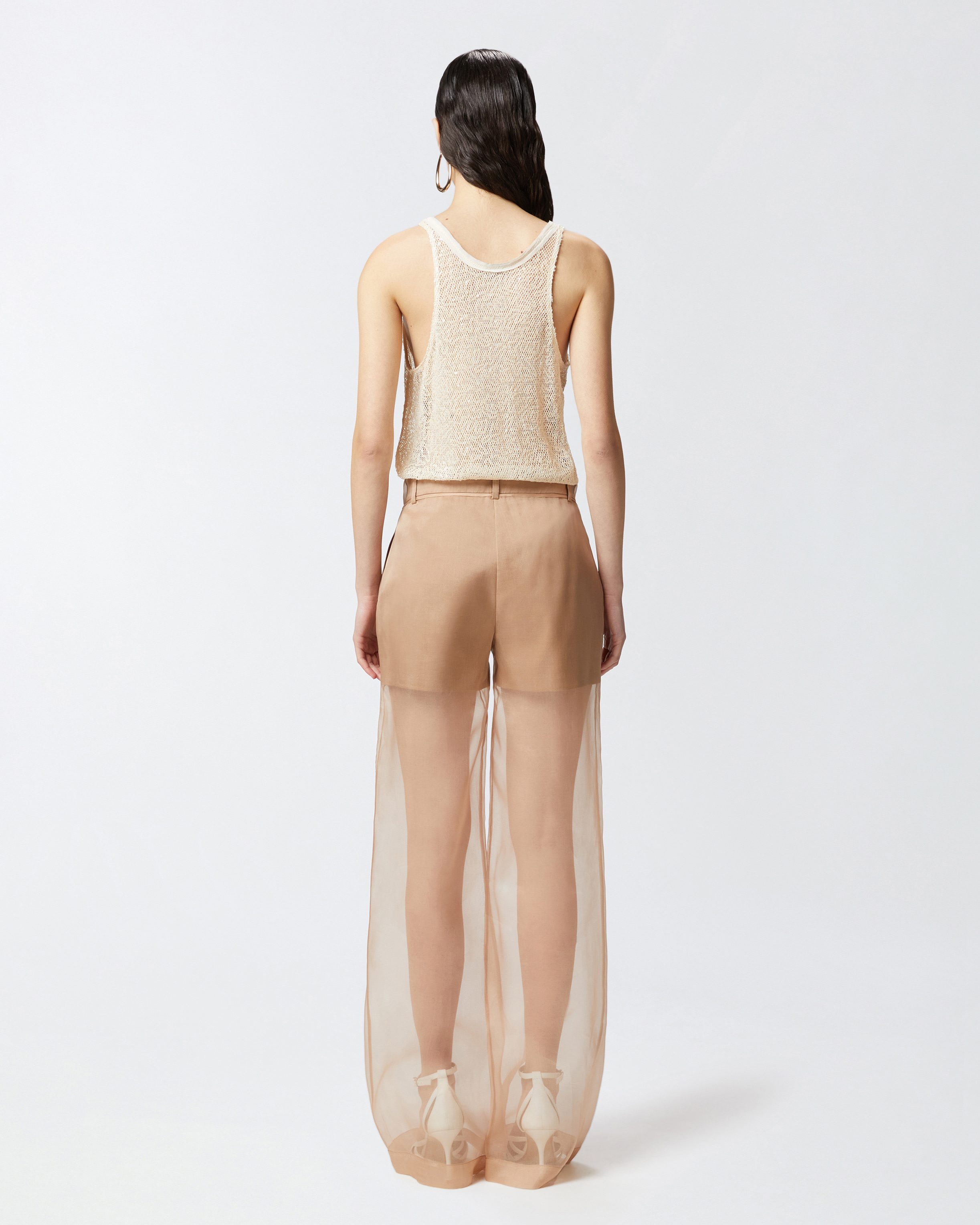 Pinko Beige Top With Textured Surface And Subtle Sheen In Beige G. Maroso