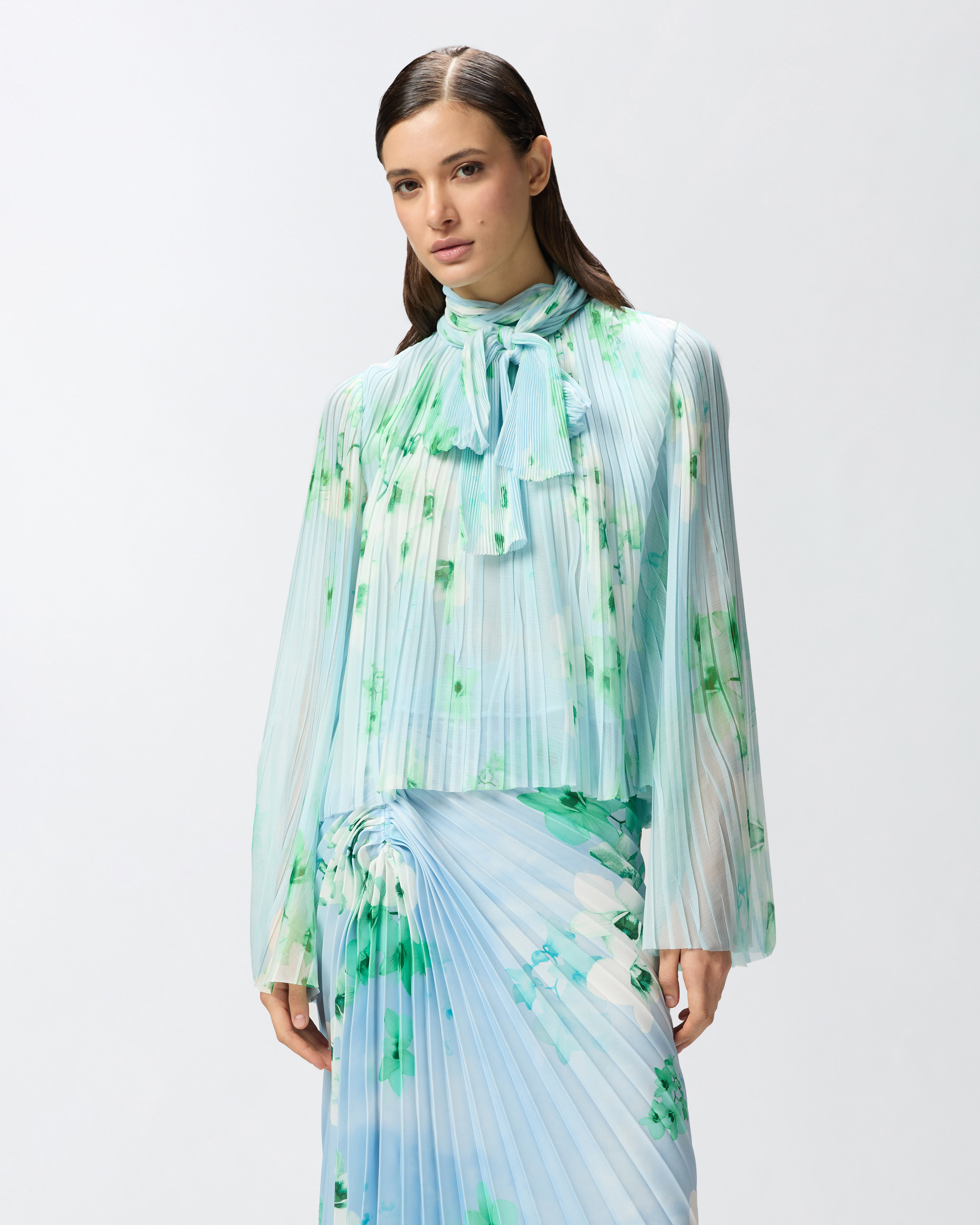 Pinko Light Blouse In Pleated Floral Crepon