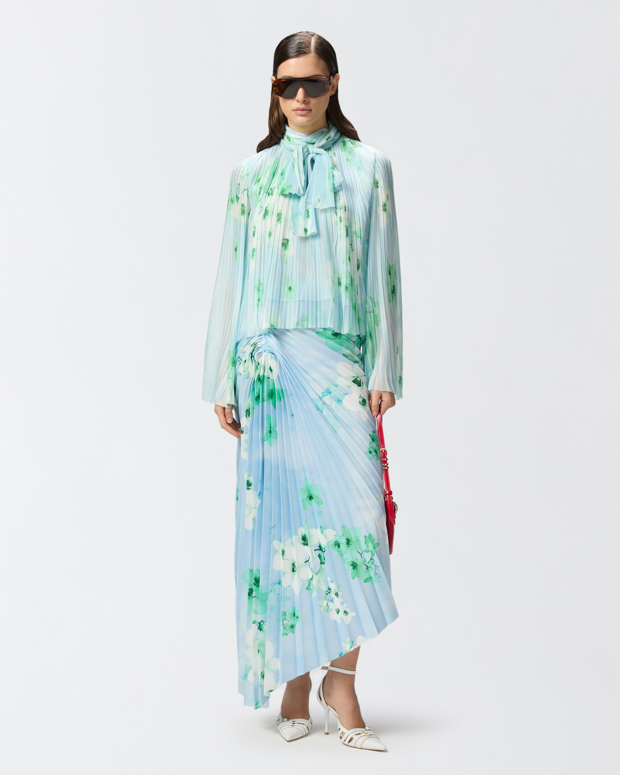 Pinko Light Blouse In Pleated Floral Crepon