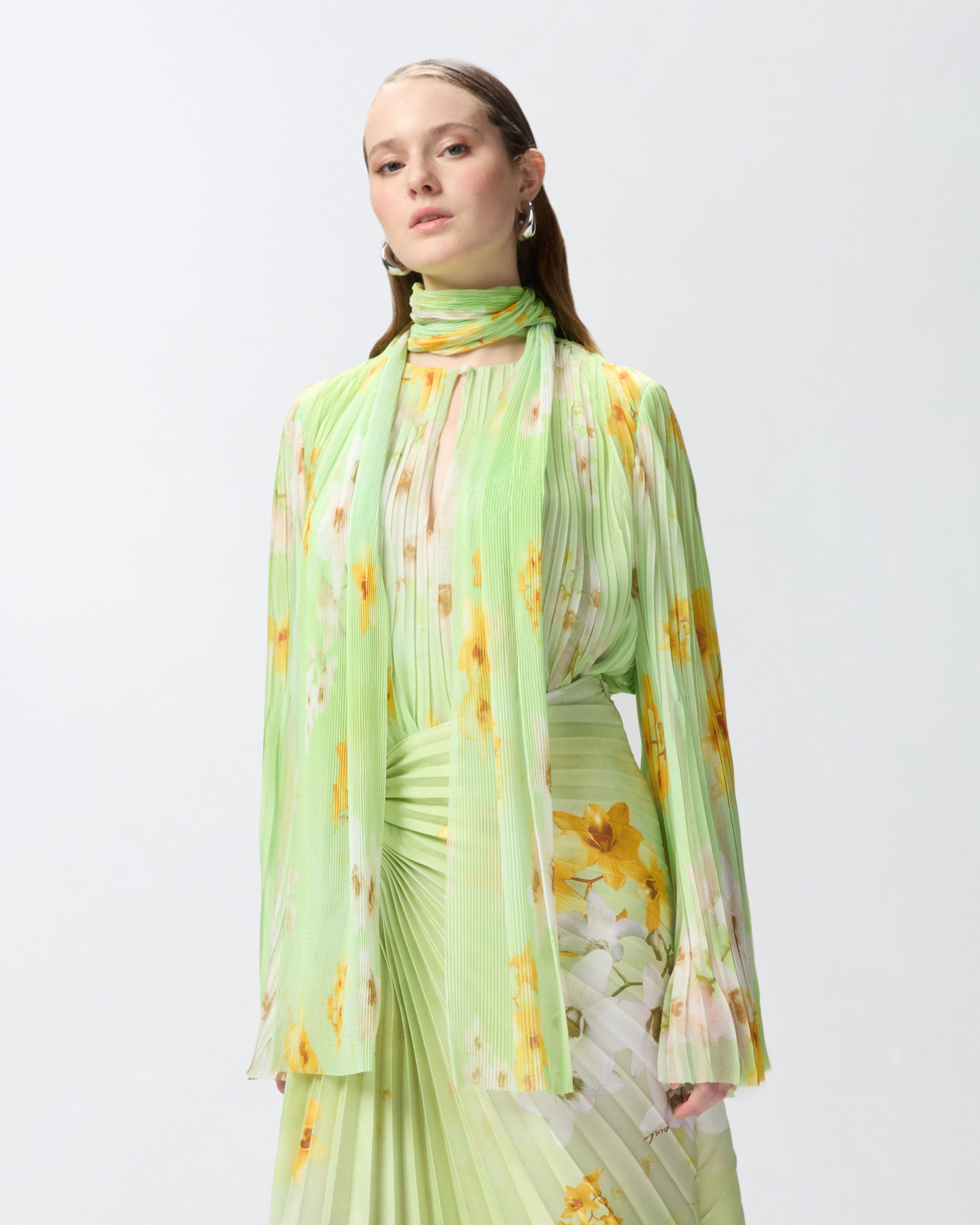 Pinko Light Blouse In Pleated Floral Crepon