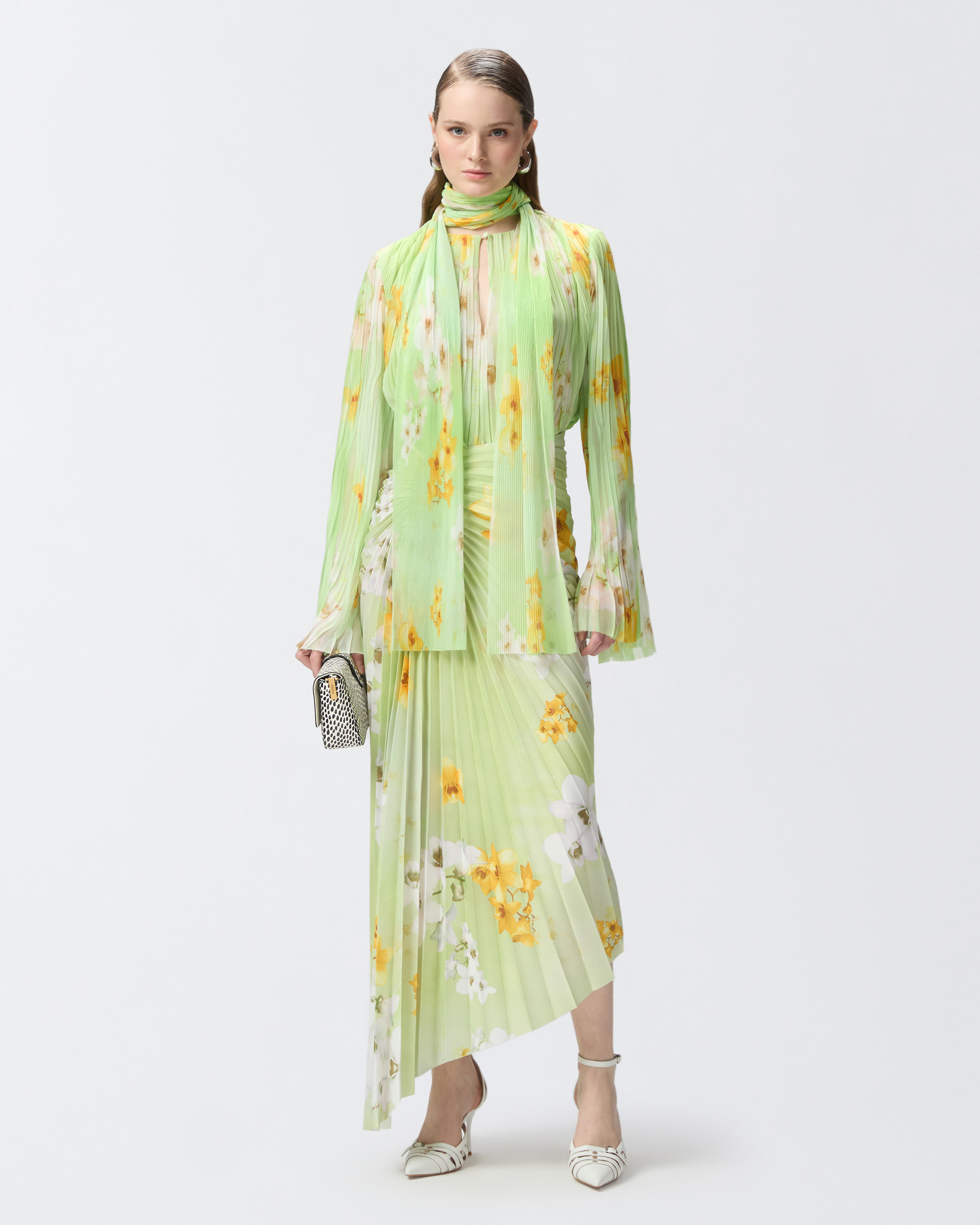Pinko Light Blouse In Pleated Floral Crepon