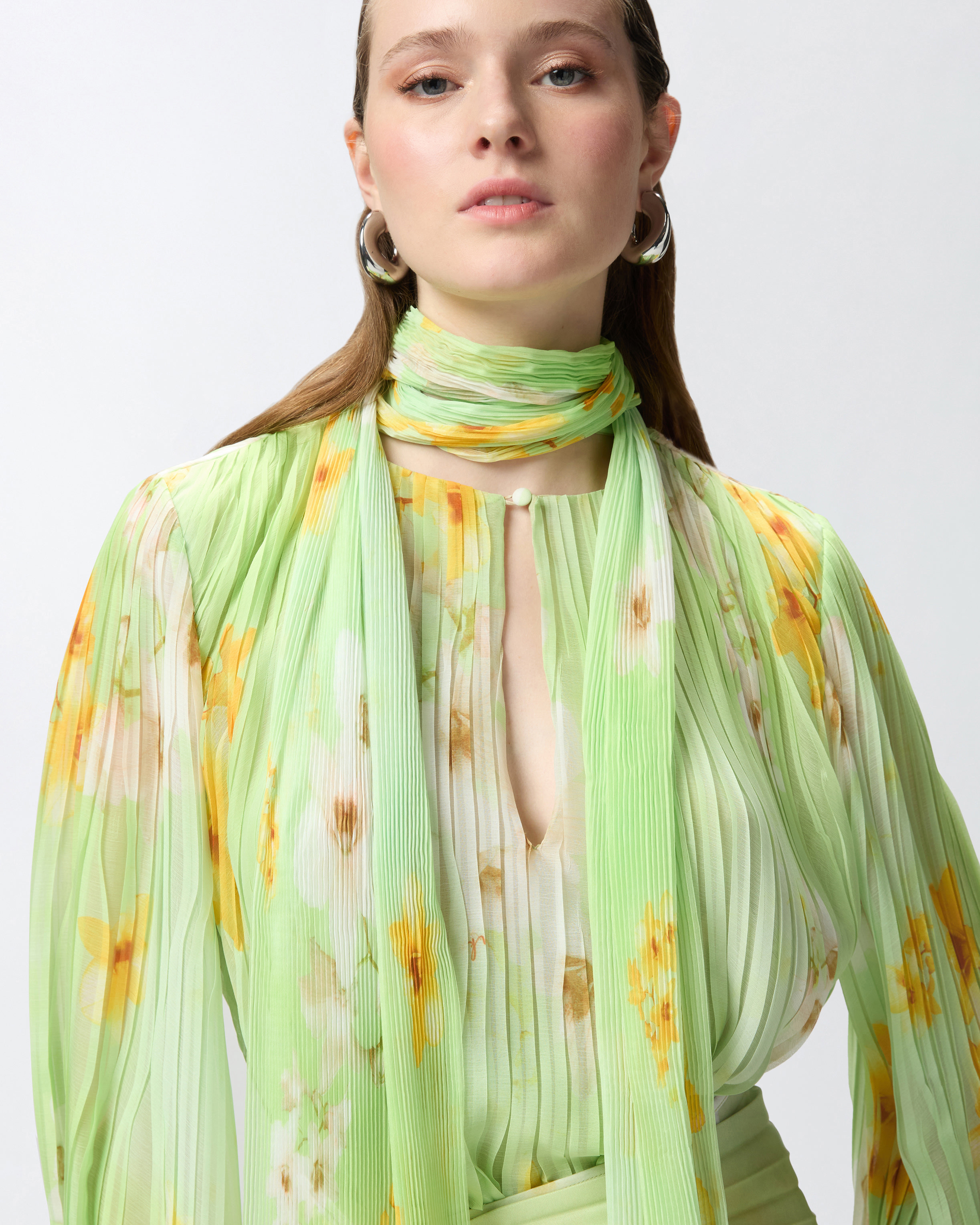 Pinko Light Blouse In Pleated Floral Crepon