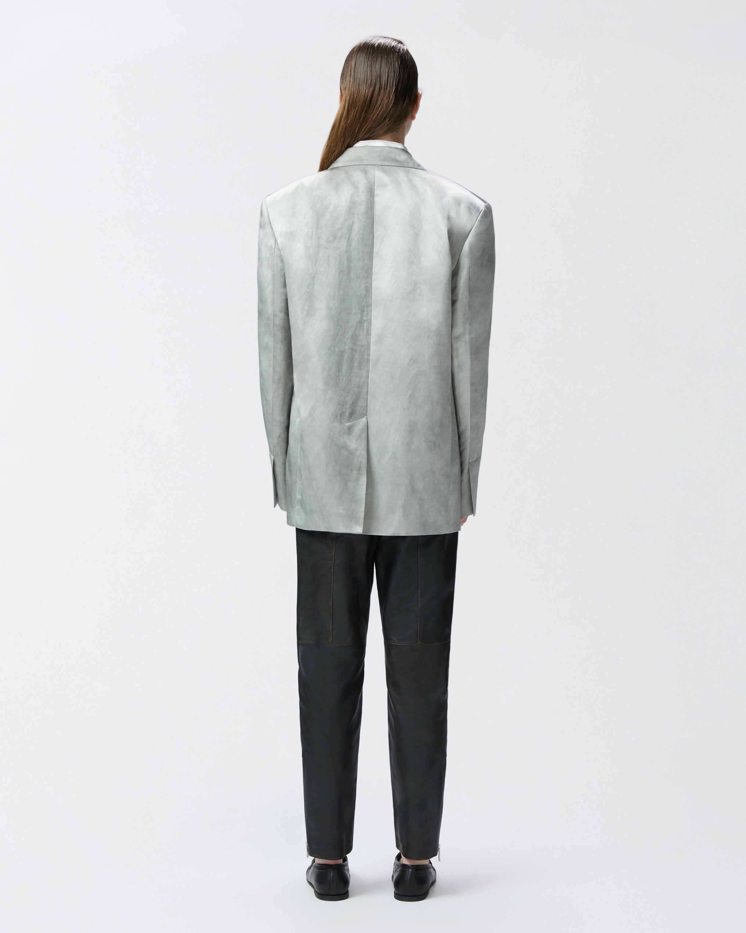 Pinko Single-breasted Slub Satin Blazer In Wild Dove Grey.