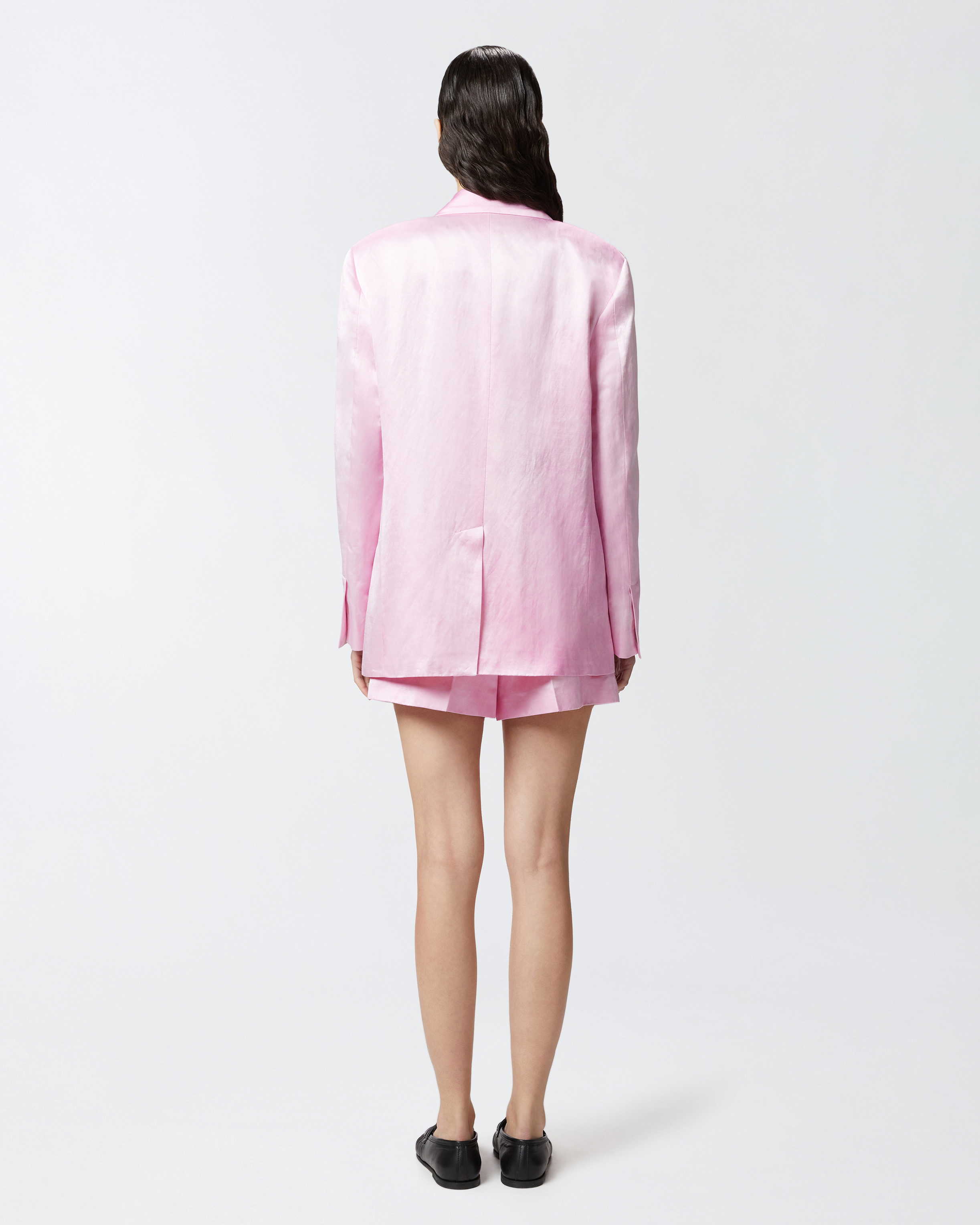 Pinko Single-breasted Slub Satin Blazer In Mauve Ch. Luna