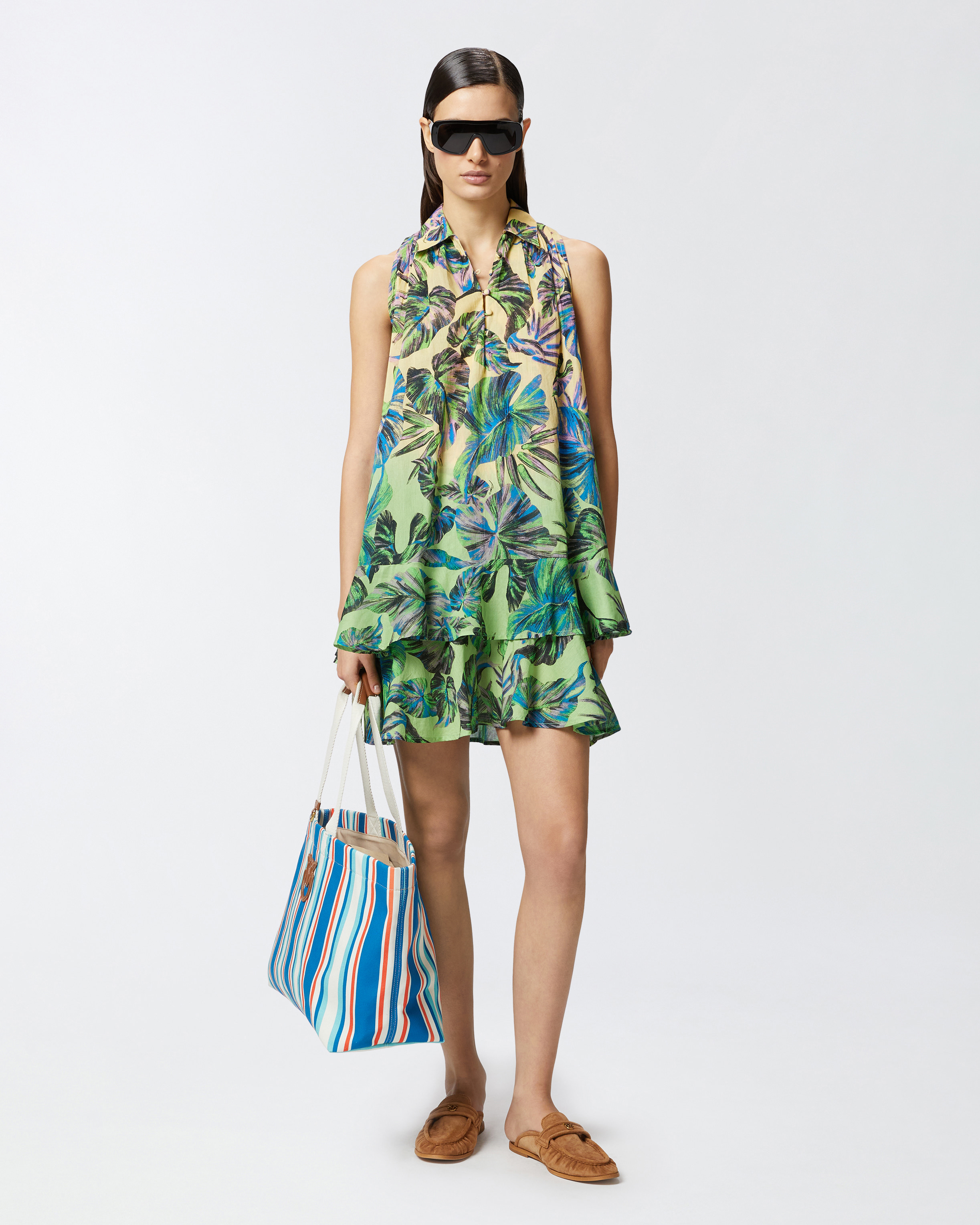 Pinko Print Dress In Multi. Yellow/pink