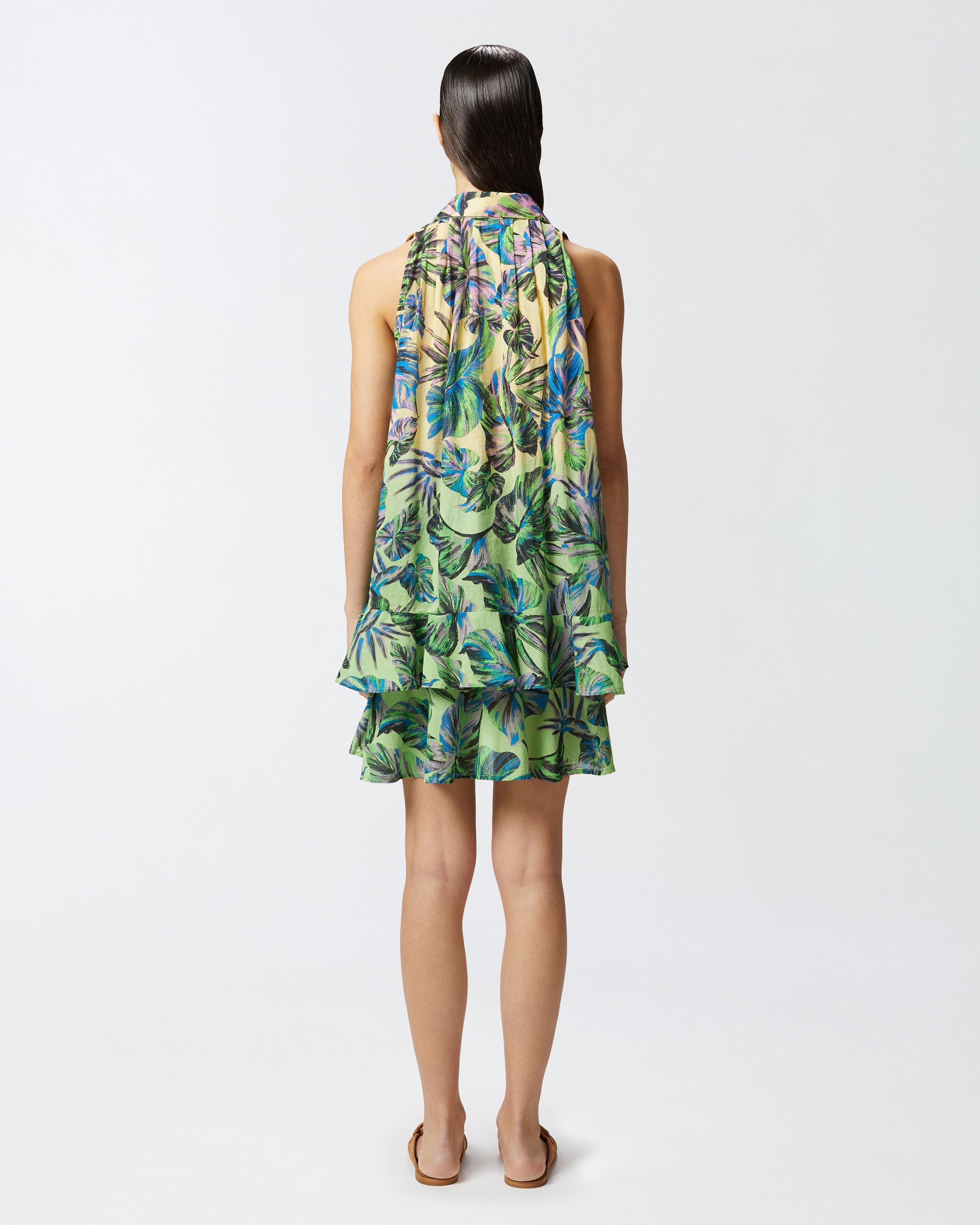 Pinko Print Dress In Multi. Yellow/pink