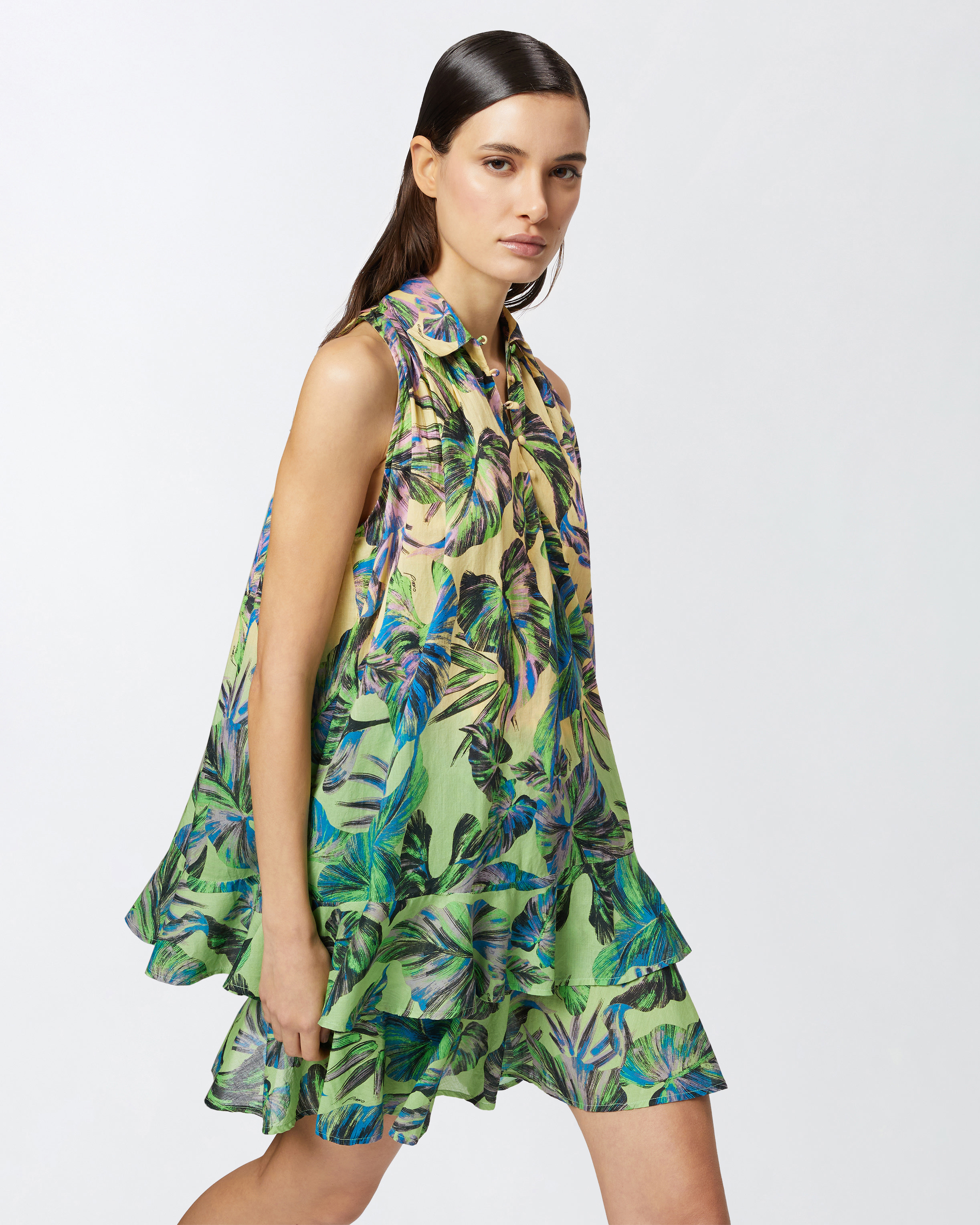Pinko Print Dress In Multi. Yellow/pink