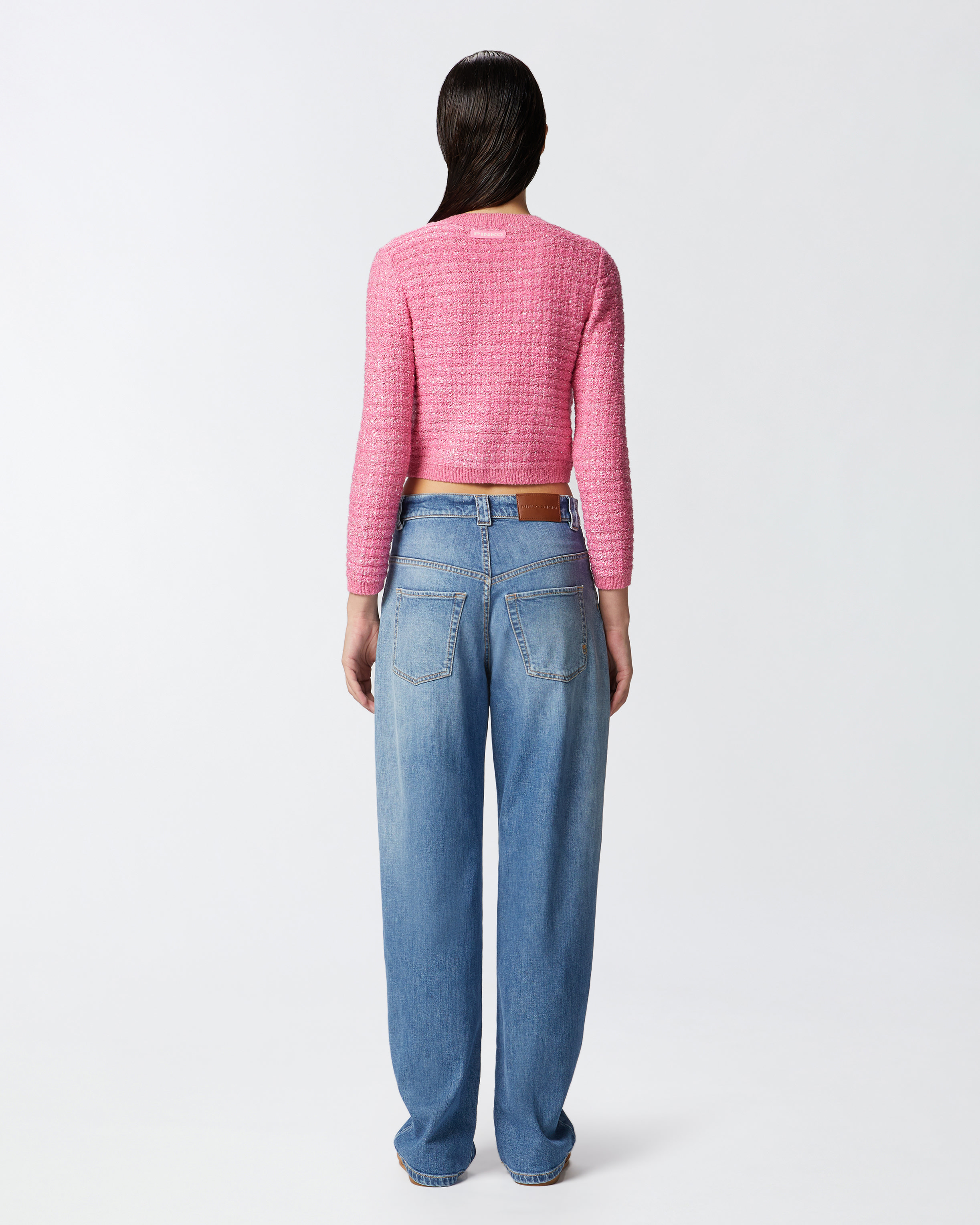 Pinko Short Jacket With Sequins And Breast Pockets In Convolvulus Pink