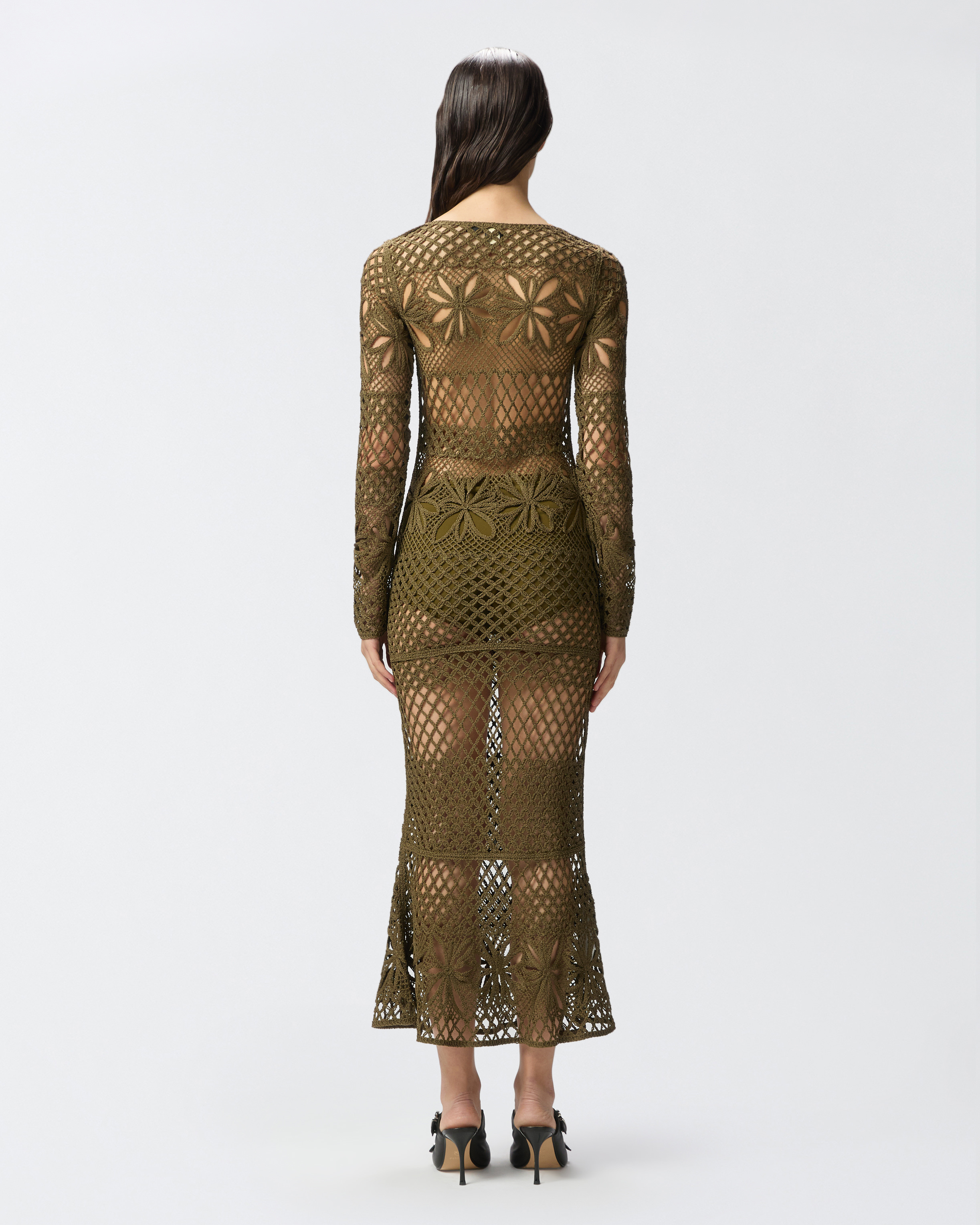 ワンピース PINKO Ibis satin and lace long dress Marrone Ibis satin and lace long dress PINKO - Nugnes1920