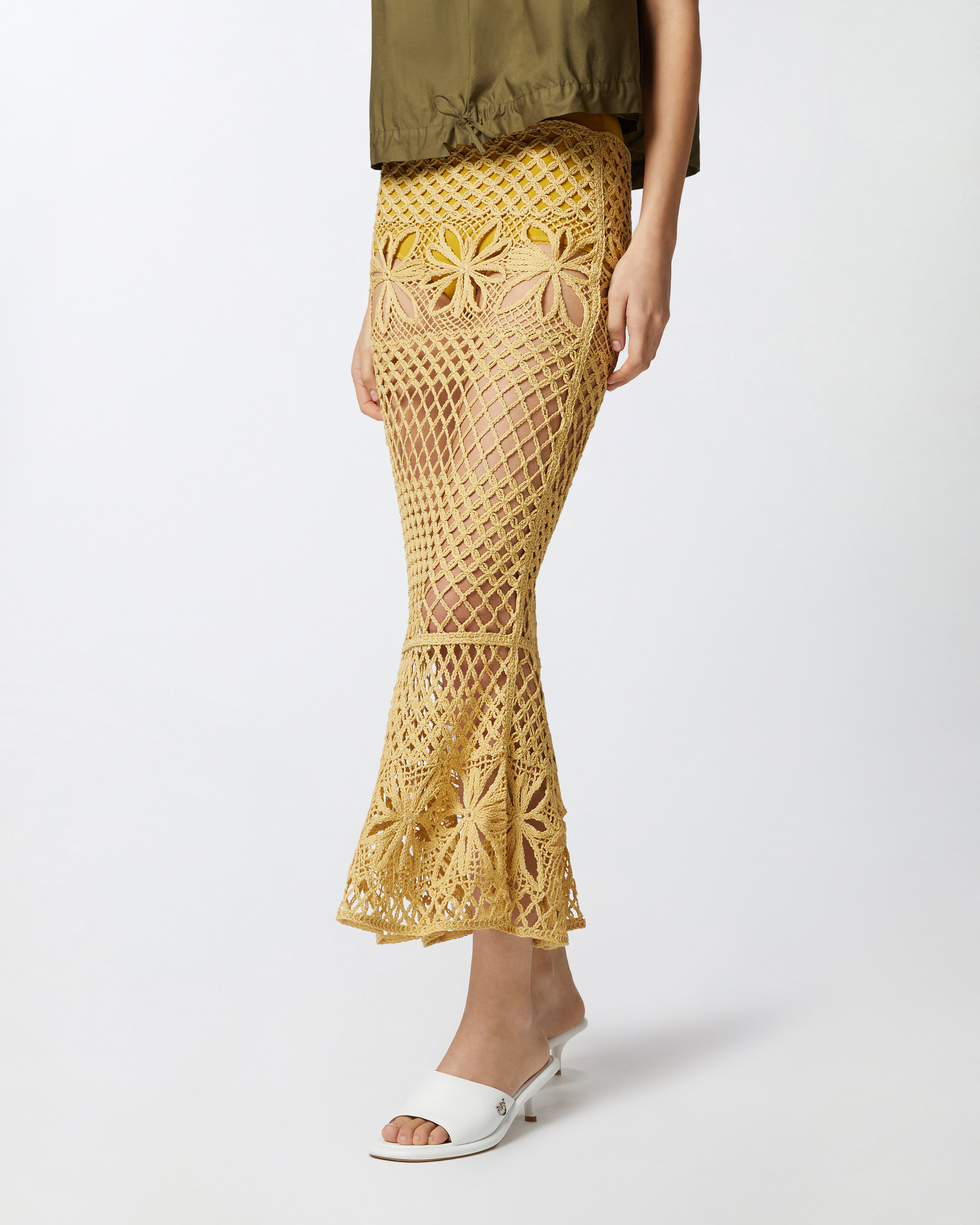 Fancy crochet-effect long skirt PINKO → Shop Online
