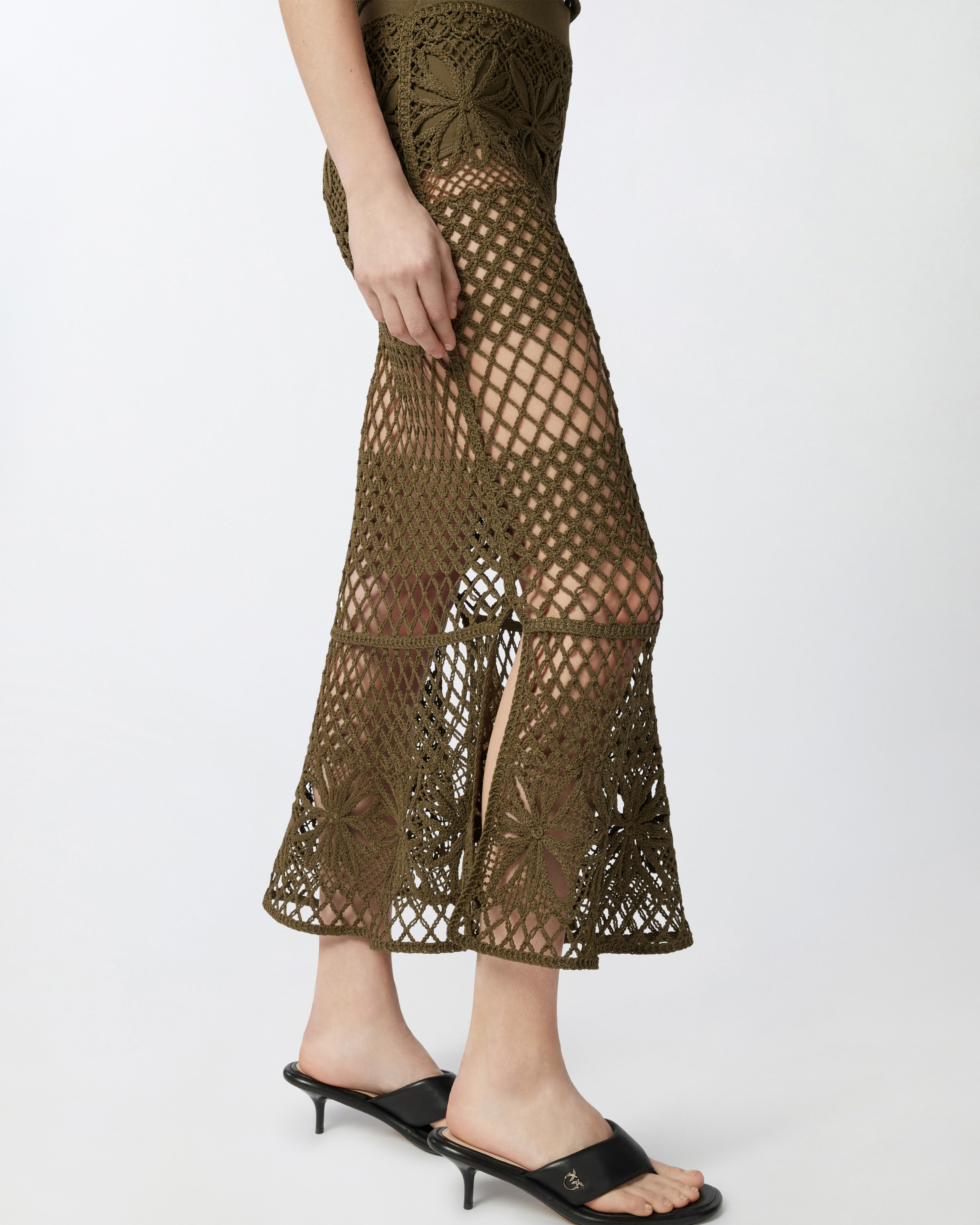 スカート Pinko CRISPO LONG CROCHET EFFECT SKIRT 104732A2FF-X26-AA04