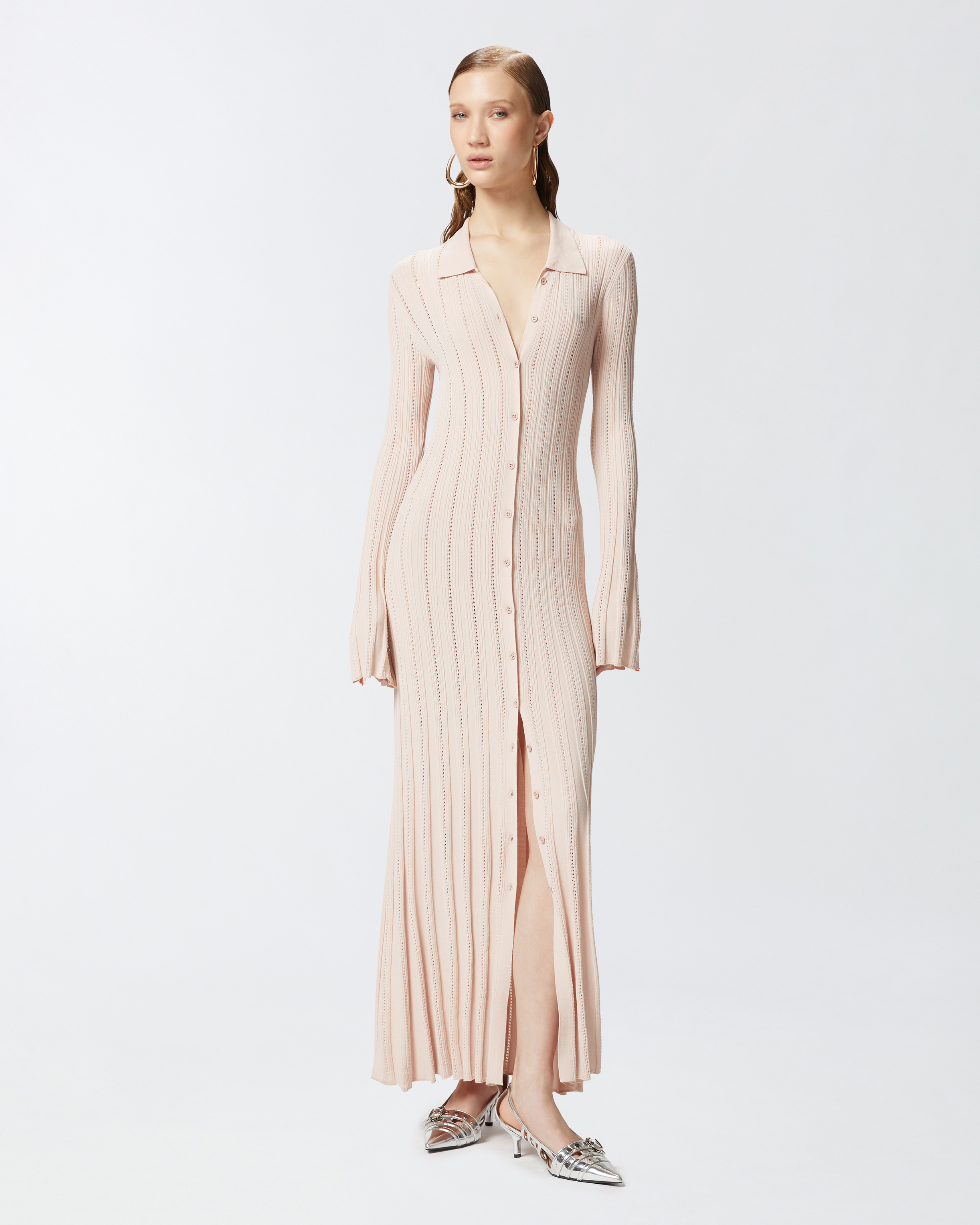 Pinko Robe Polo Longue En Maille Ajourée