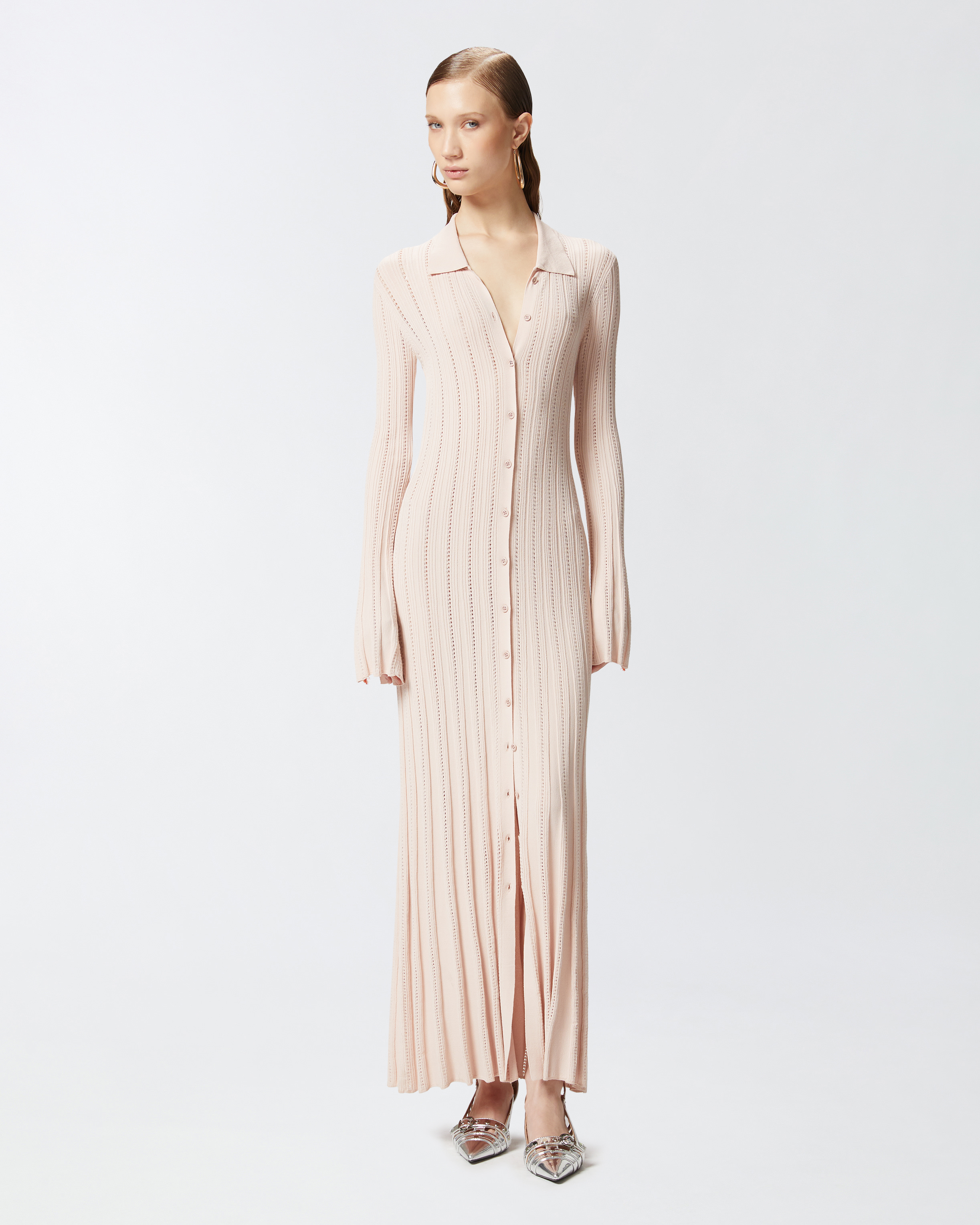 Pinko Robe Polo Longue En Maille Ajourée