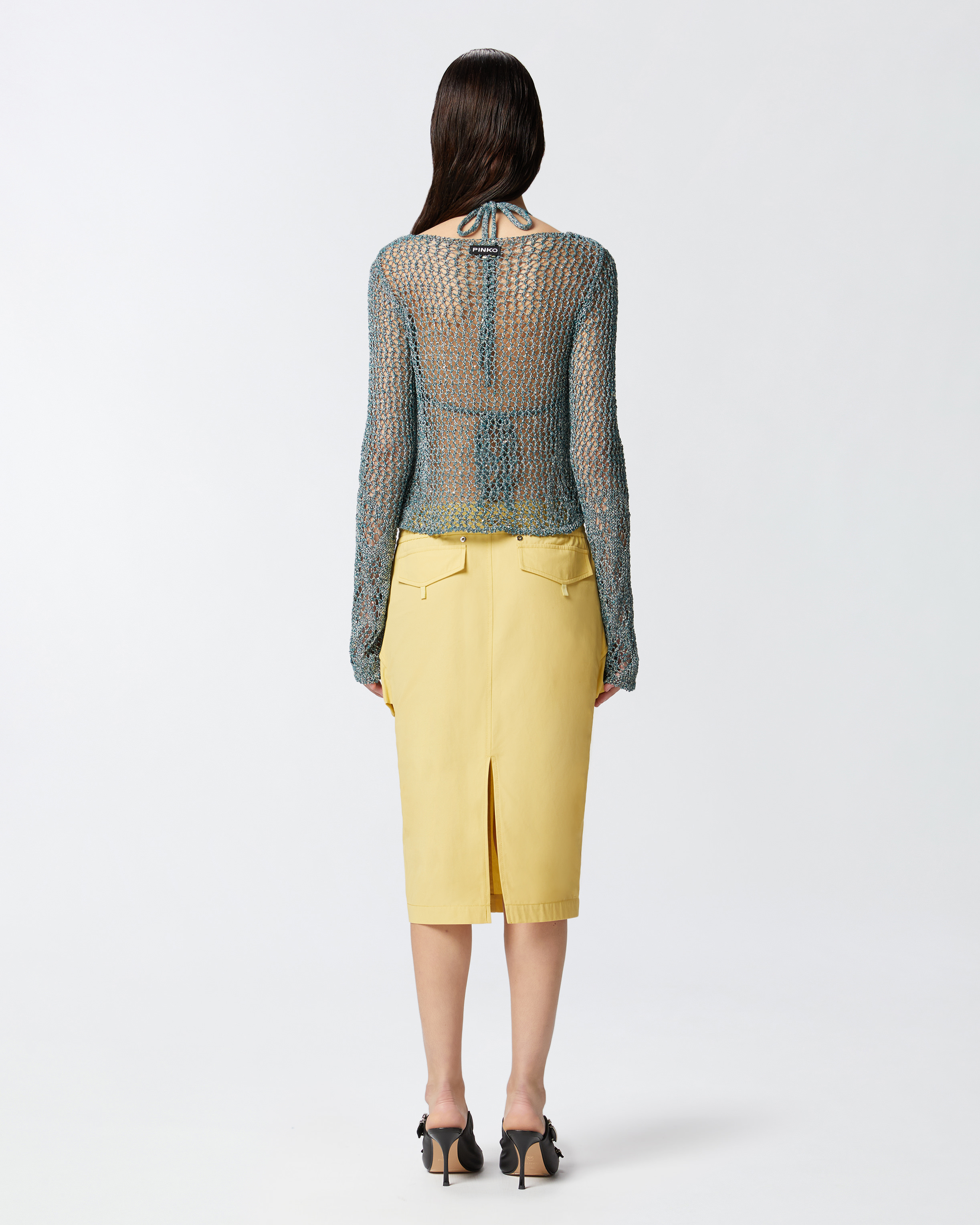 Pinko Pull En Maille Filet Avec Bikini In Mult. Verde/bianco