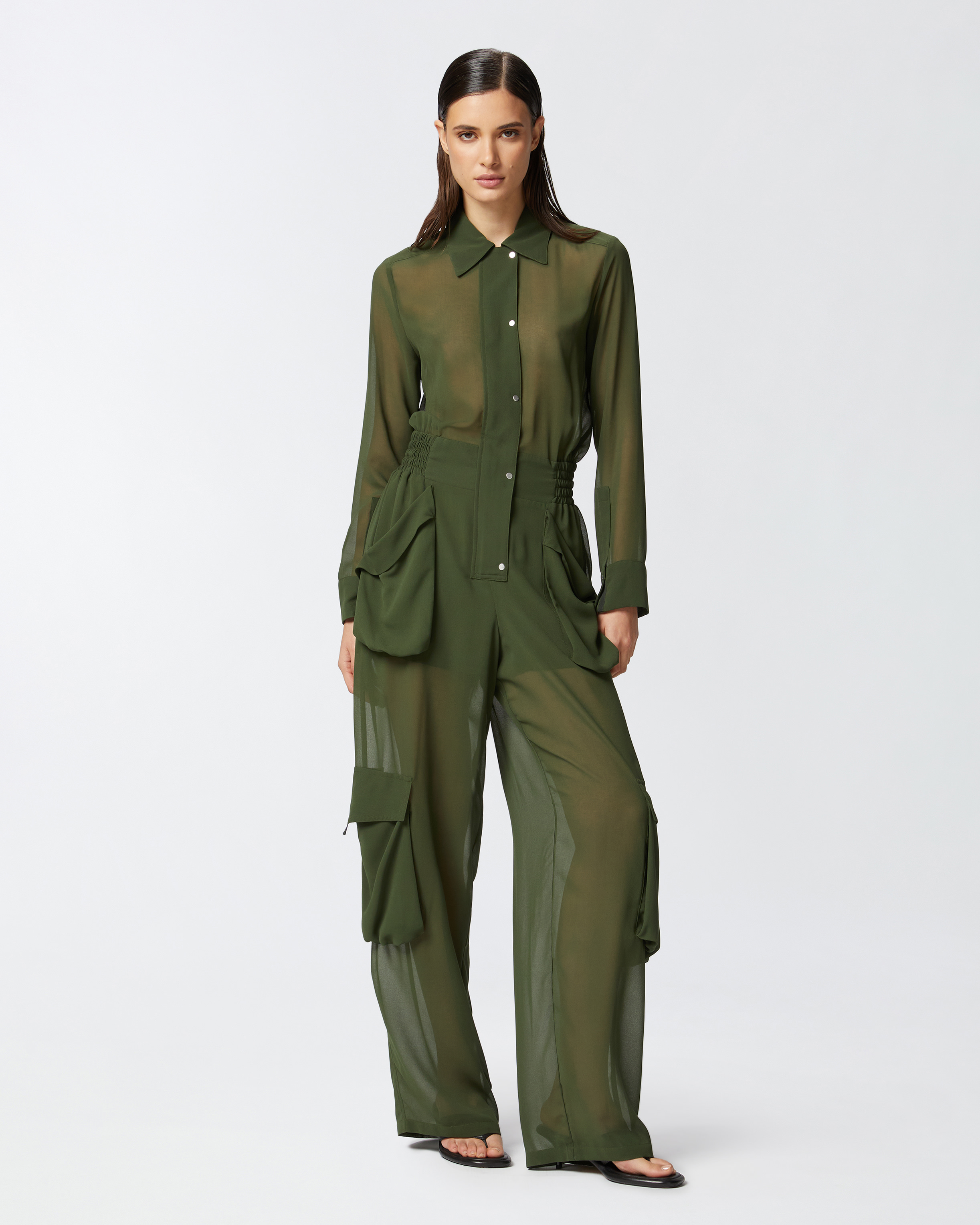 オールインワン・サロペット PINKO Woman Jumpsuits Green 104750A21F X83 Georgette jumpsuit with cargo pockets PINKO → Shop Online