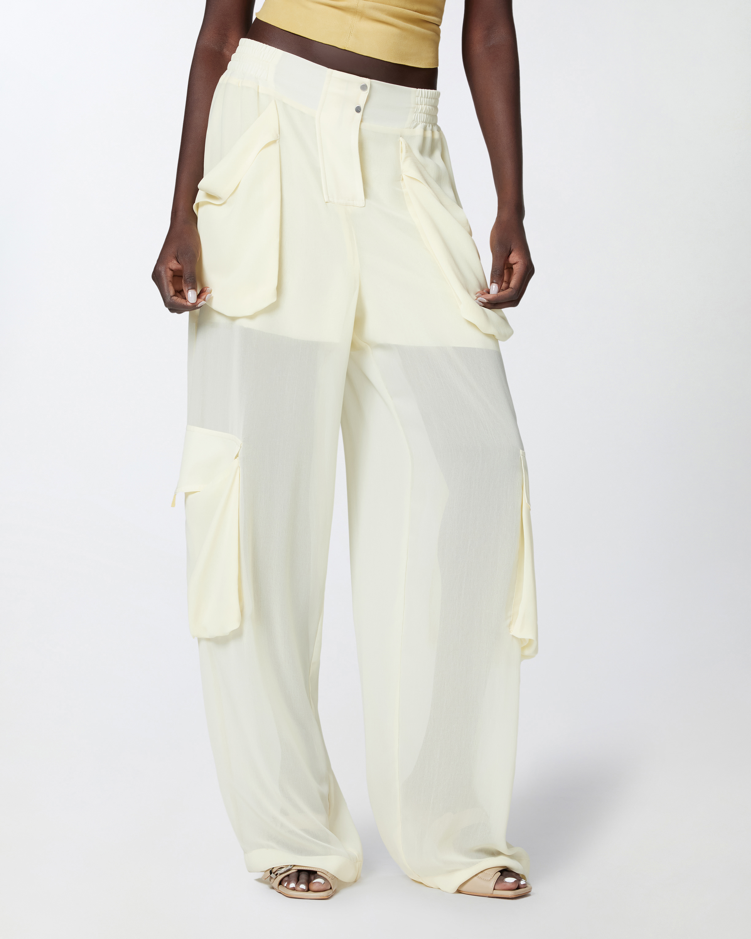 パンツ Pinko SOTTOCASA TRANSPARENT CARGO PANTS 104751A21F Pinko Sottocasa | Transparent Georgette Cargo Pants