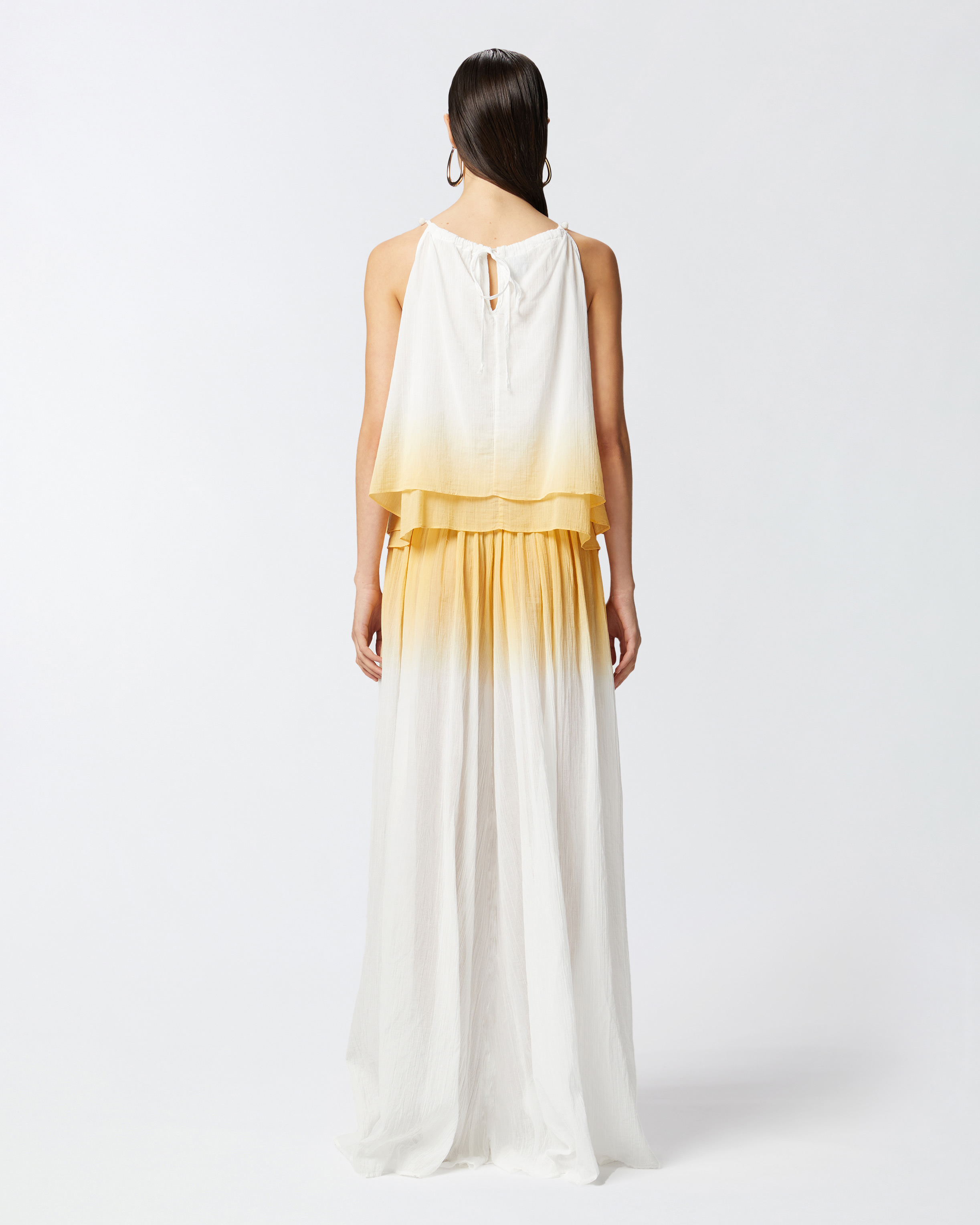 Pinko Three Words Top Mussola Sfumatu In White/banana