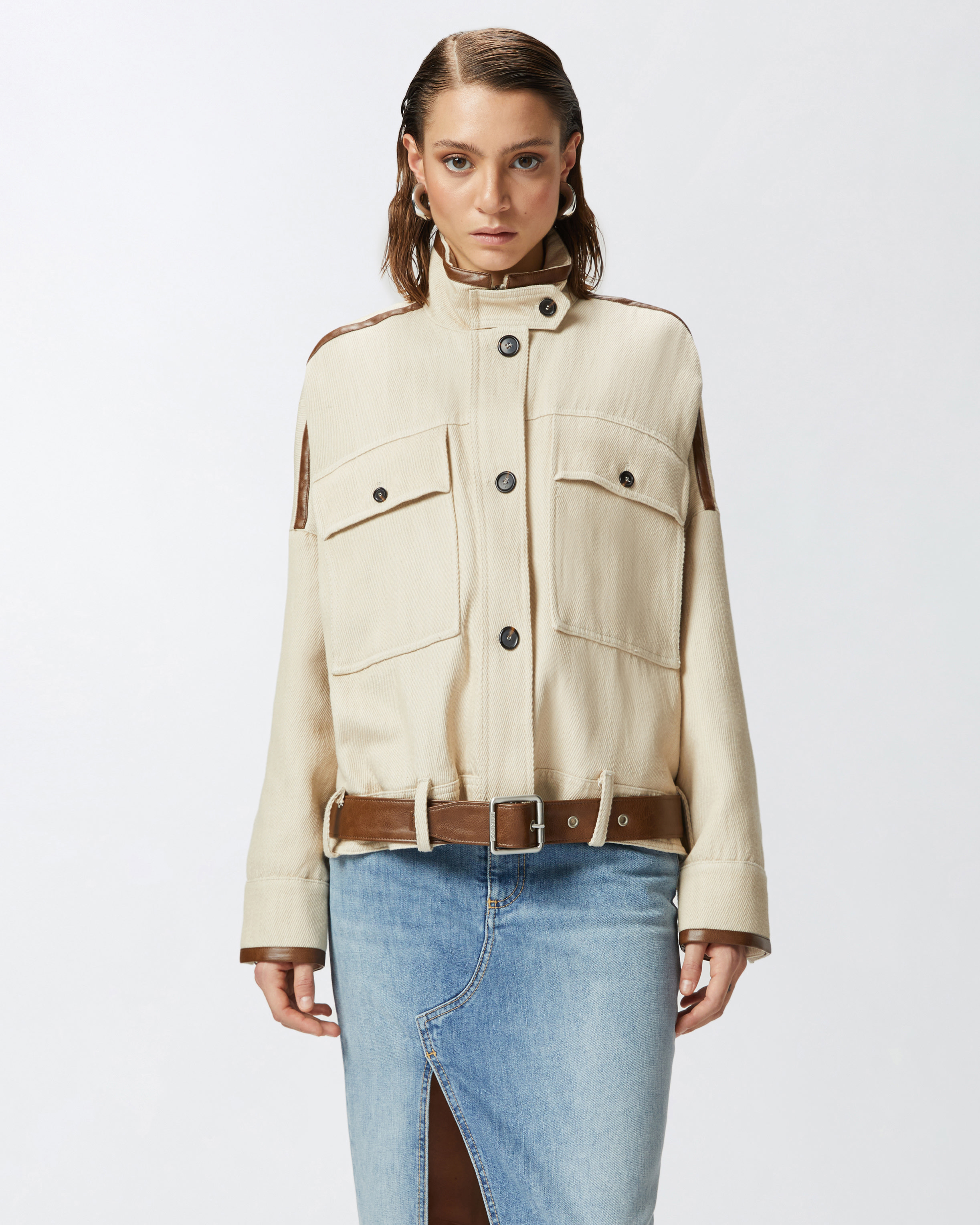 Blouson jacket with leather-effect edging PINKO → Shop Online Blouson jacket with leather-effect edging PINKO → Shop Online