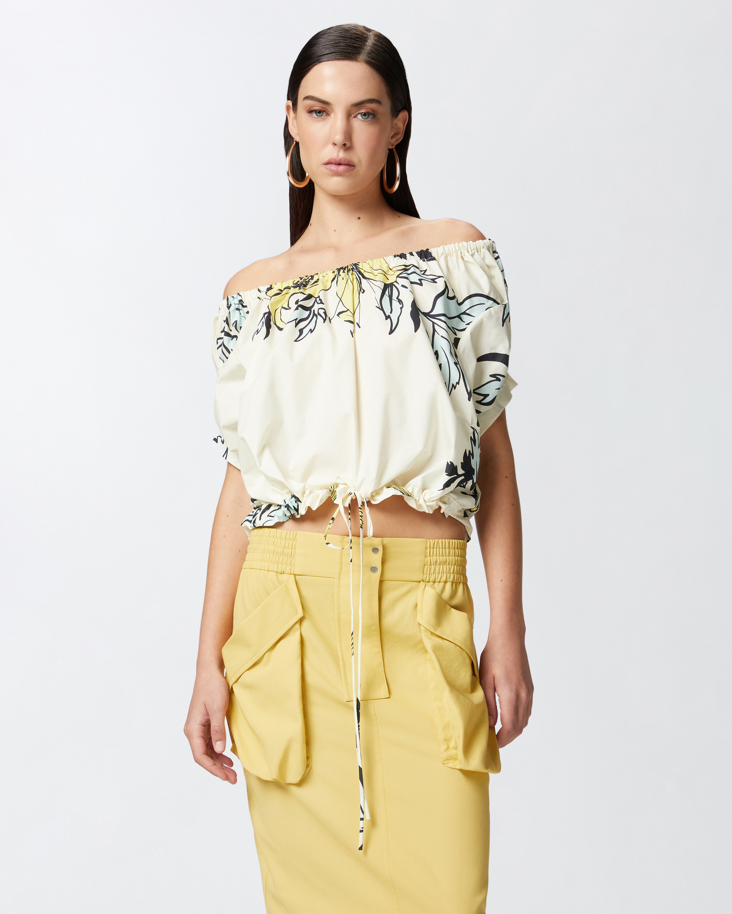 Pinko Printed Blouse In Multicolour - Yellow/pale Blue